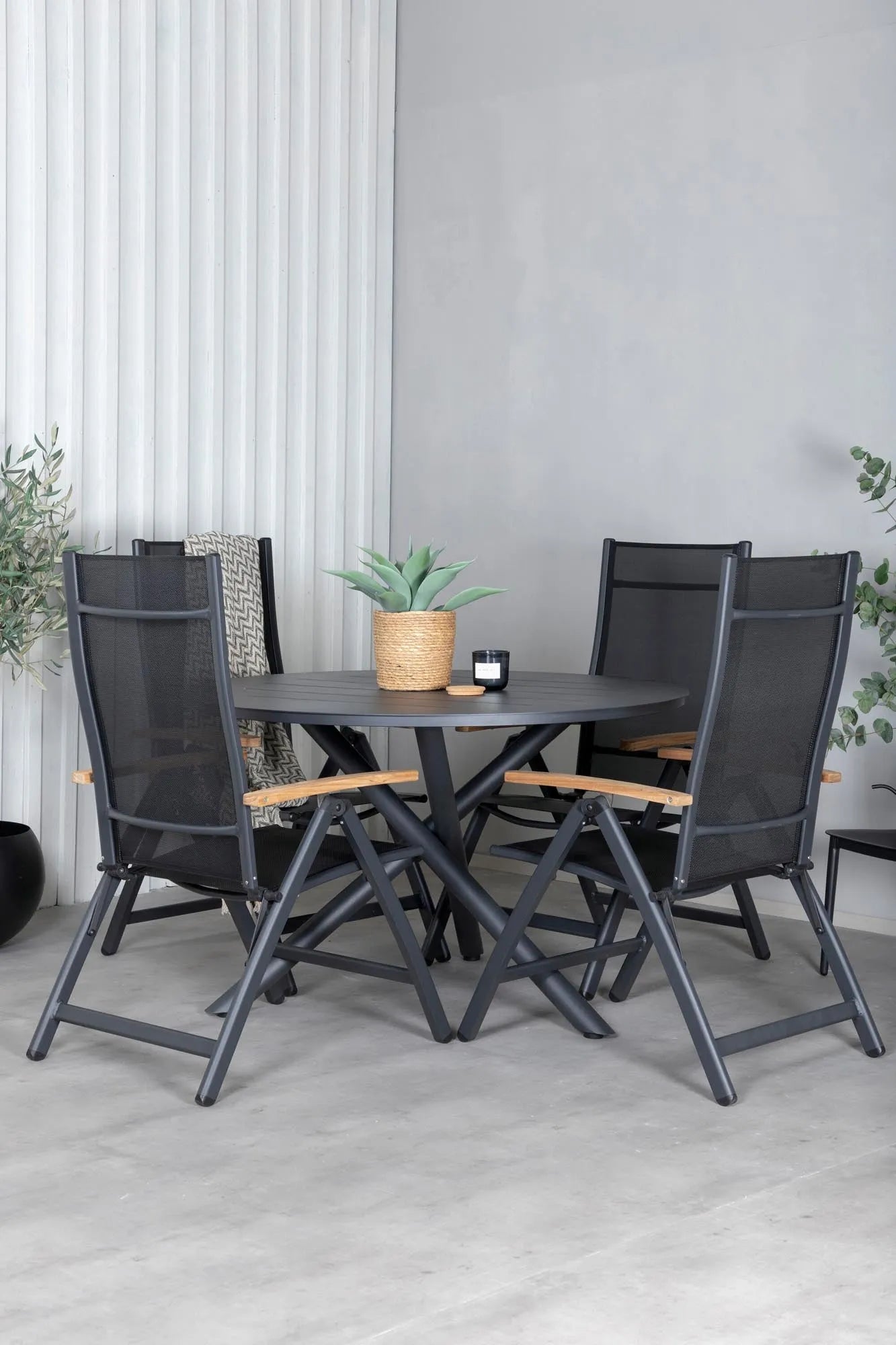 Alma Outdoor-Tischset + Panama ⌀120cm/4St. - KAQTU Design