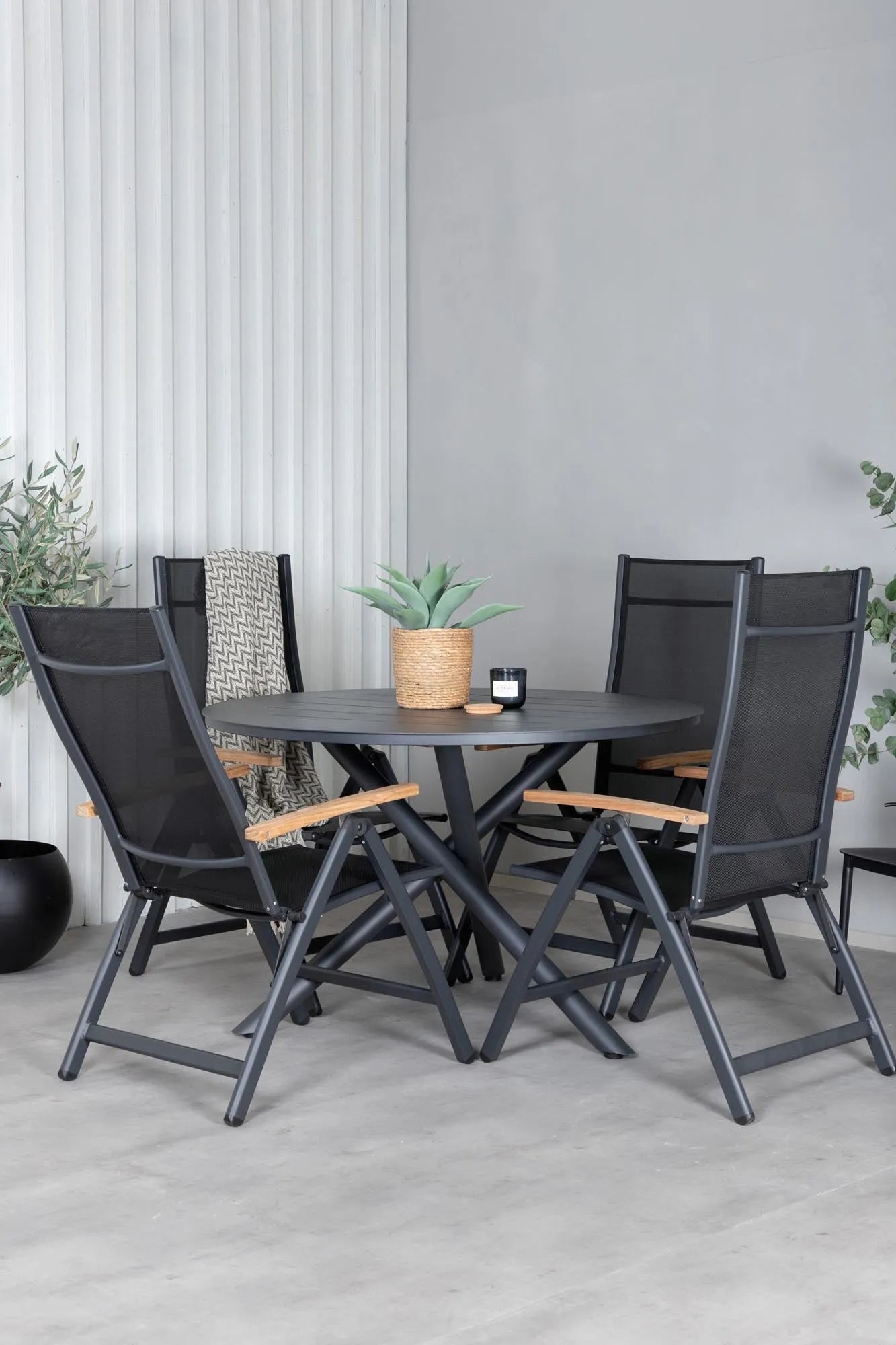 Alma Outdoor-Tischset + Panama ⌀120cm/4St. - KAQTU Design