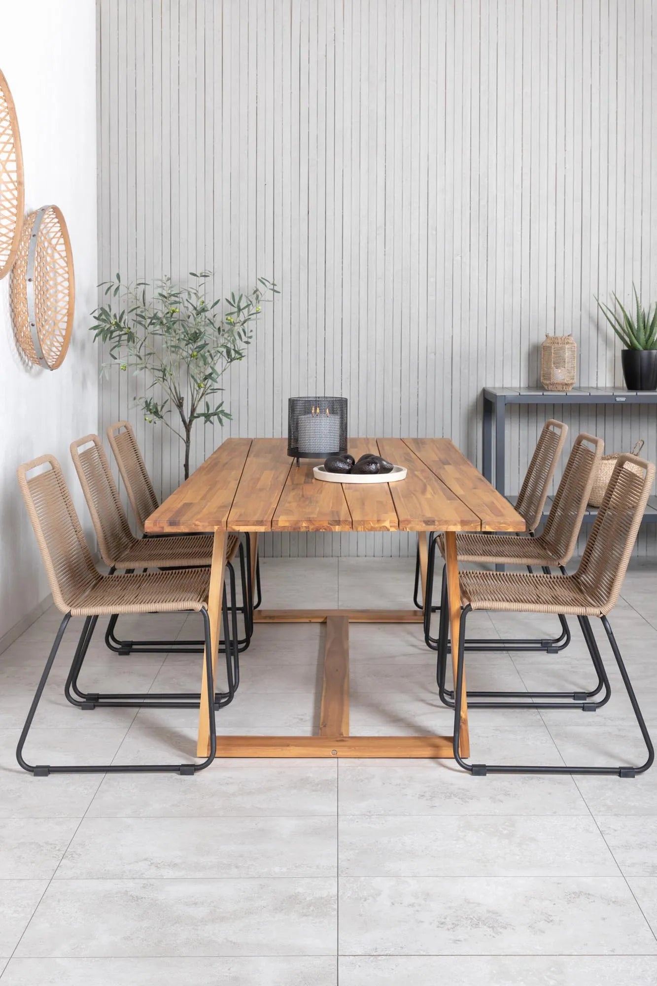 Plankton Rechteckiges Ess-Set in Brown/Nature präsentiert im Onlineshop von KAQTU Design AG. Gartentischset ist von Venture Home