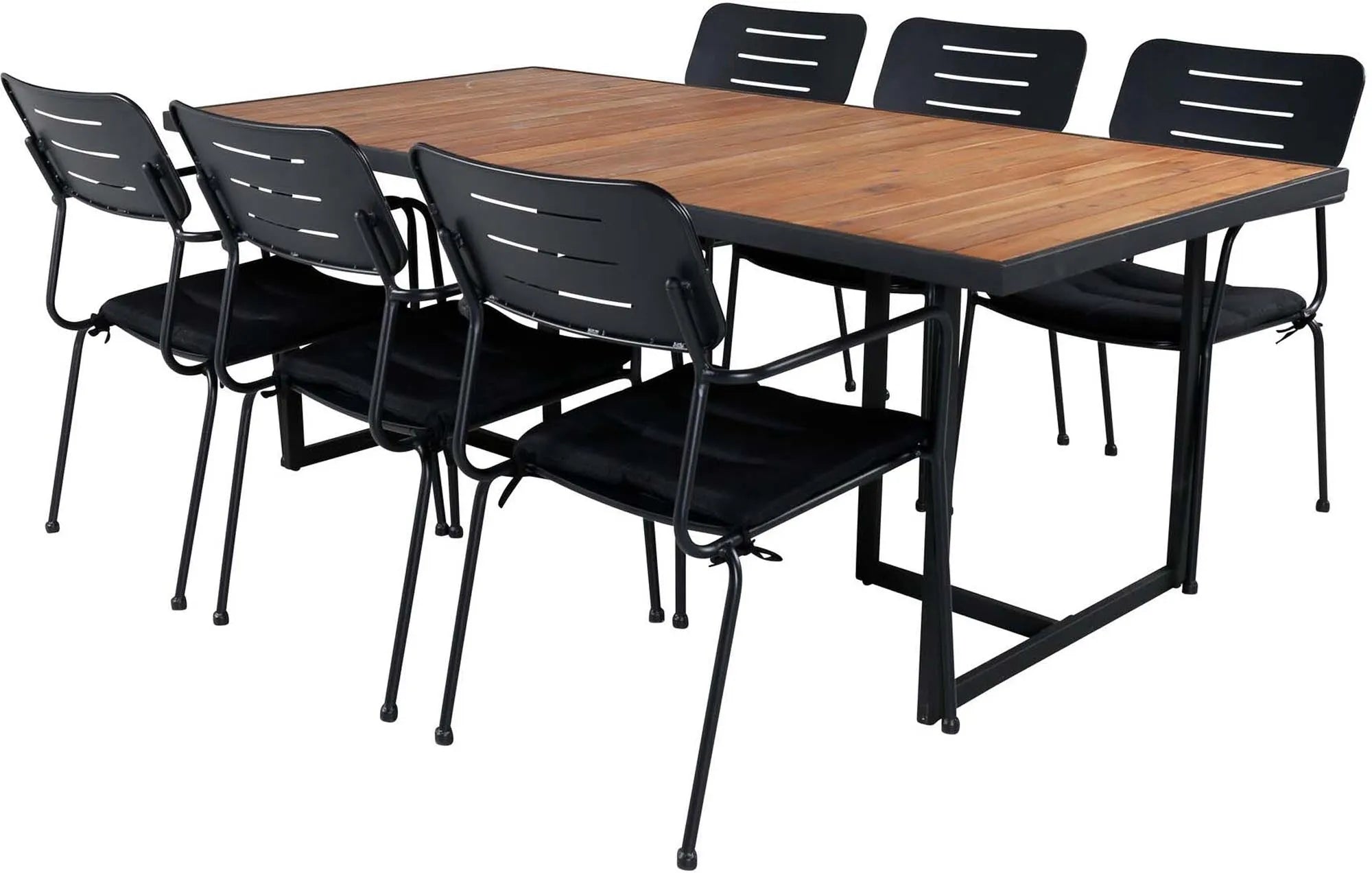 Khung Outdoor-Tischset (Nicke) 200cm/6St. in Schwarz präsentiert im Onlineshop von KAQTU Design AG. Gartentischset ist von Venture Home