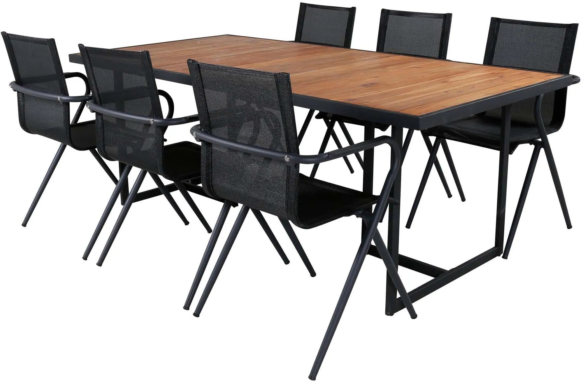 Khung Outdoor-Tischset (Alina) 200cm/6St. in Schwarz präsentiert im Onlineshop von KAQTU Design AG. Gartentischset ist von Venture Home