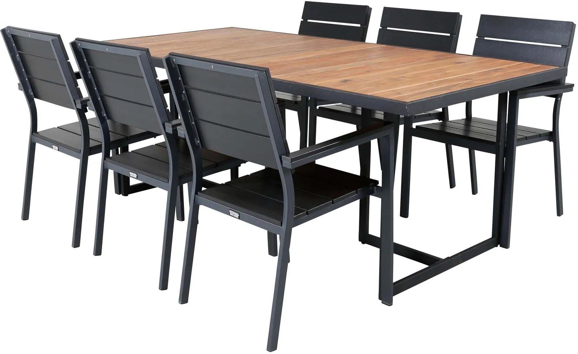 Khung Outdoor-Tischset (Levels) 200cm/6St. in Schwarz präsentiert im Onlineshop von KAQTU Design AG. Gartentischset ist von Venture Home