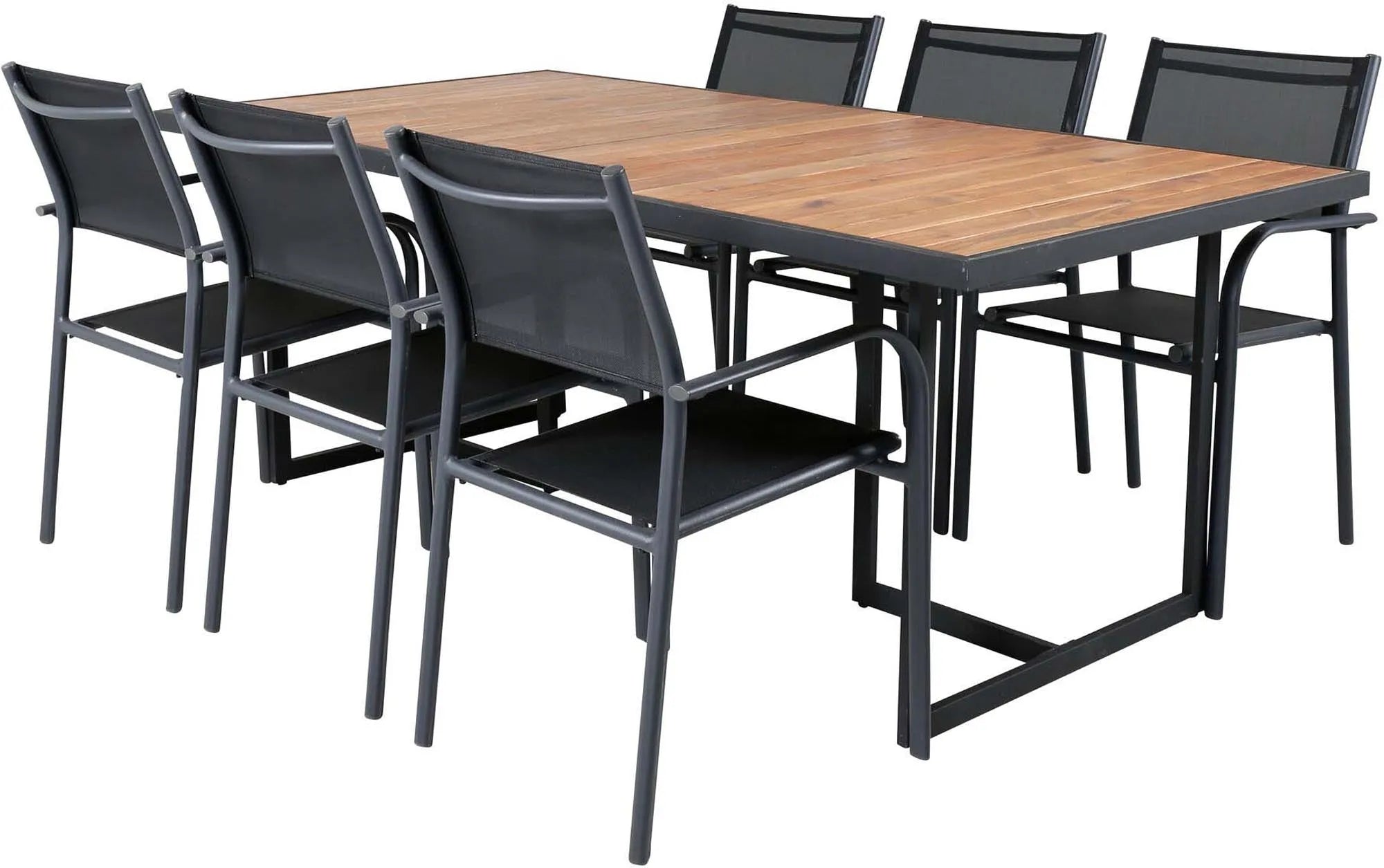 Khung Outdoor-Tischset (Santorini) 200cm/6St. in Schwarz präsentiert im Onlineshop von KAQTU Design AG. Gartentischset ist von Venture Home