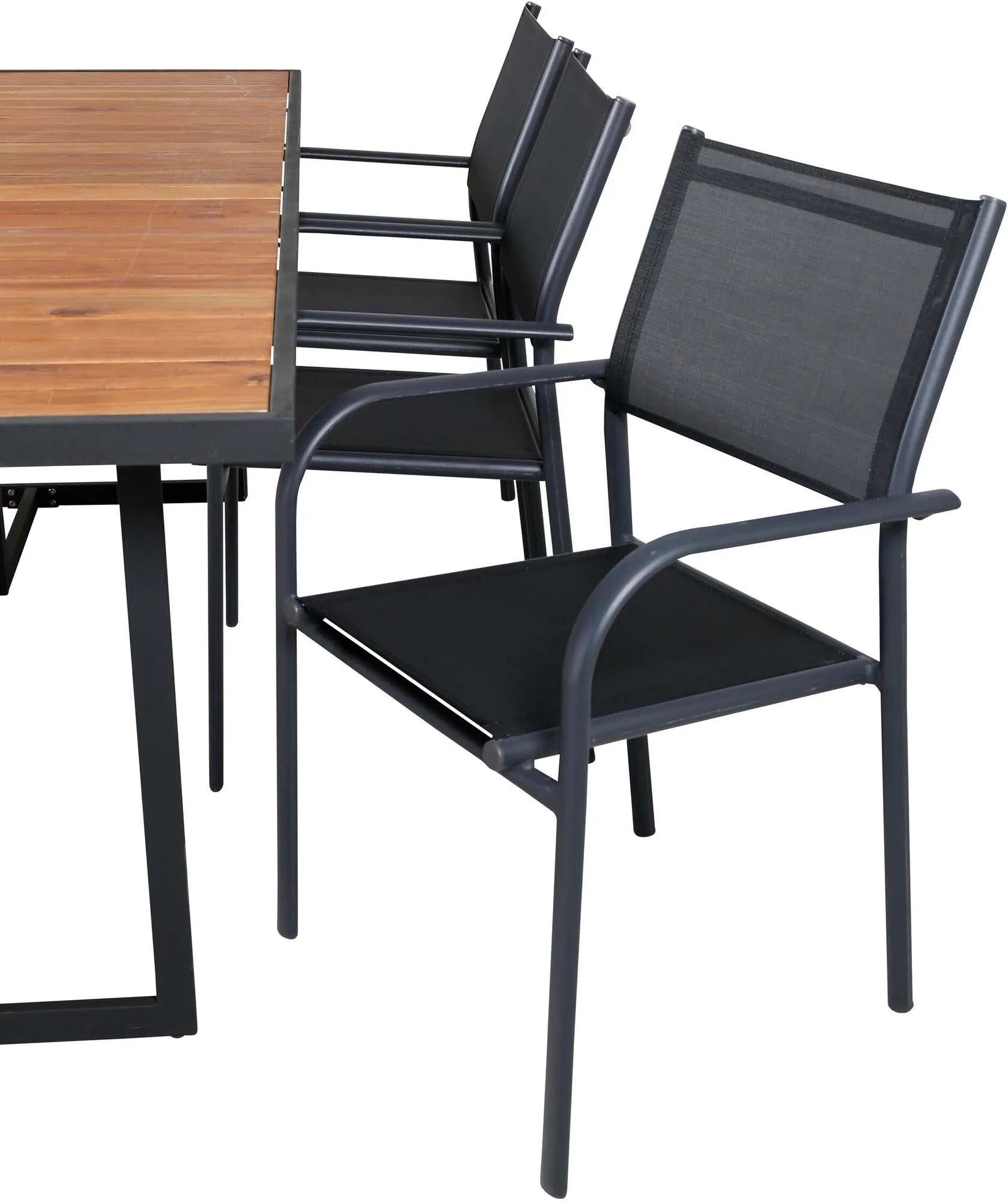 Khung Outdoor-Tischset (Santorini) 200cm/6St. in Schwarz präsentiert im Onlineshop von KAQTU Design AG. Gartentischset ist von Venture Home