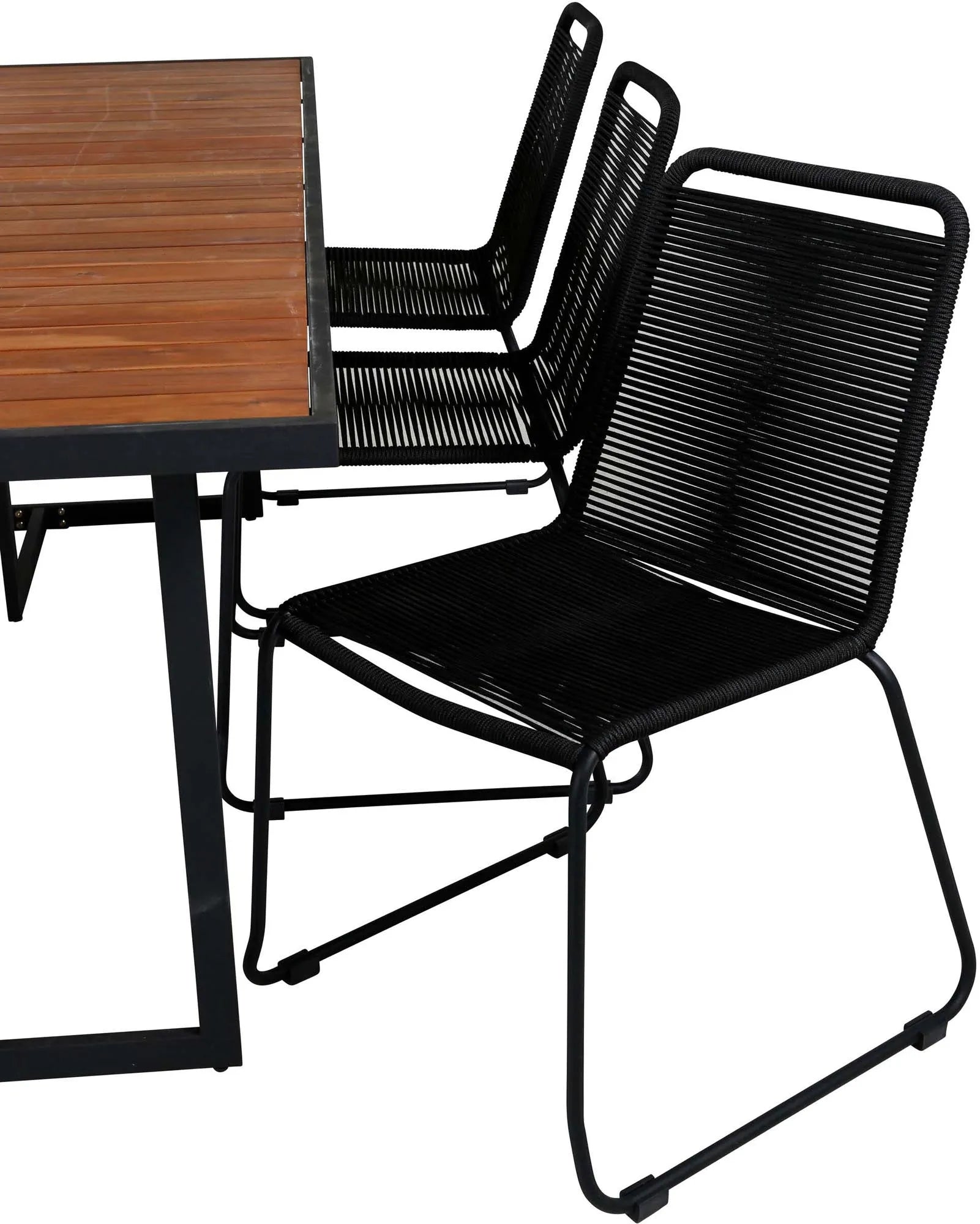 Khung Outdoor-Tischset (Lindos Stack) 200cm/6St. in Schwarz präsentiert im Onlineshop von KAQTU Design AG. Gartentischset ist von Venture Home