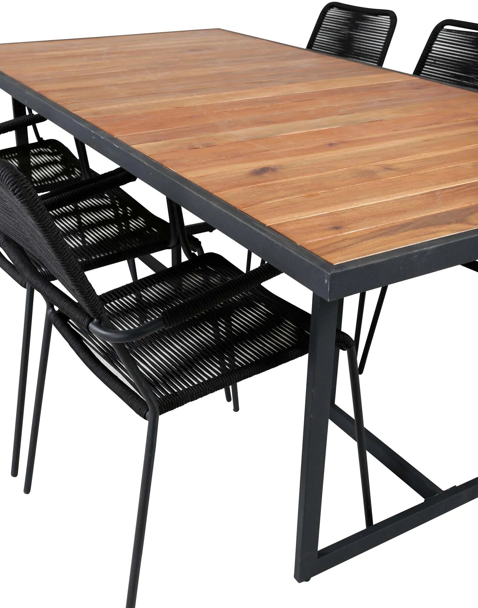 Khung Outdoor-Tischset (Lindos Arm) 200cm/6St. in Schwarz präsentiert im Onlineshop von KAQTU Design AG. Gartentischset ist von Venture Home