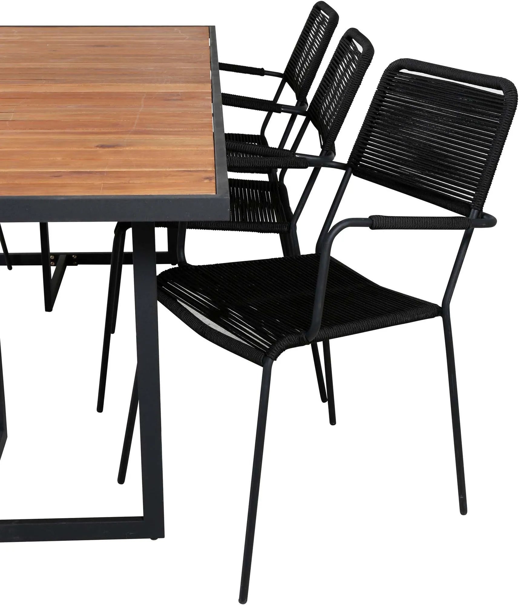 Khung Outdoor-Tischset (Lindos Arm) 200cm/6St. in Schwarz präsentiert im Onlineshop von KAQTU Design AG. Gartentischset ist von Venture Home