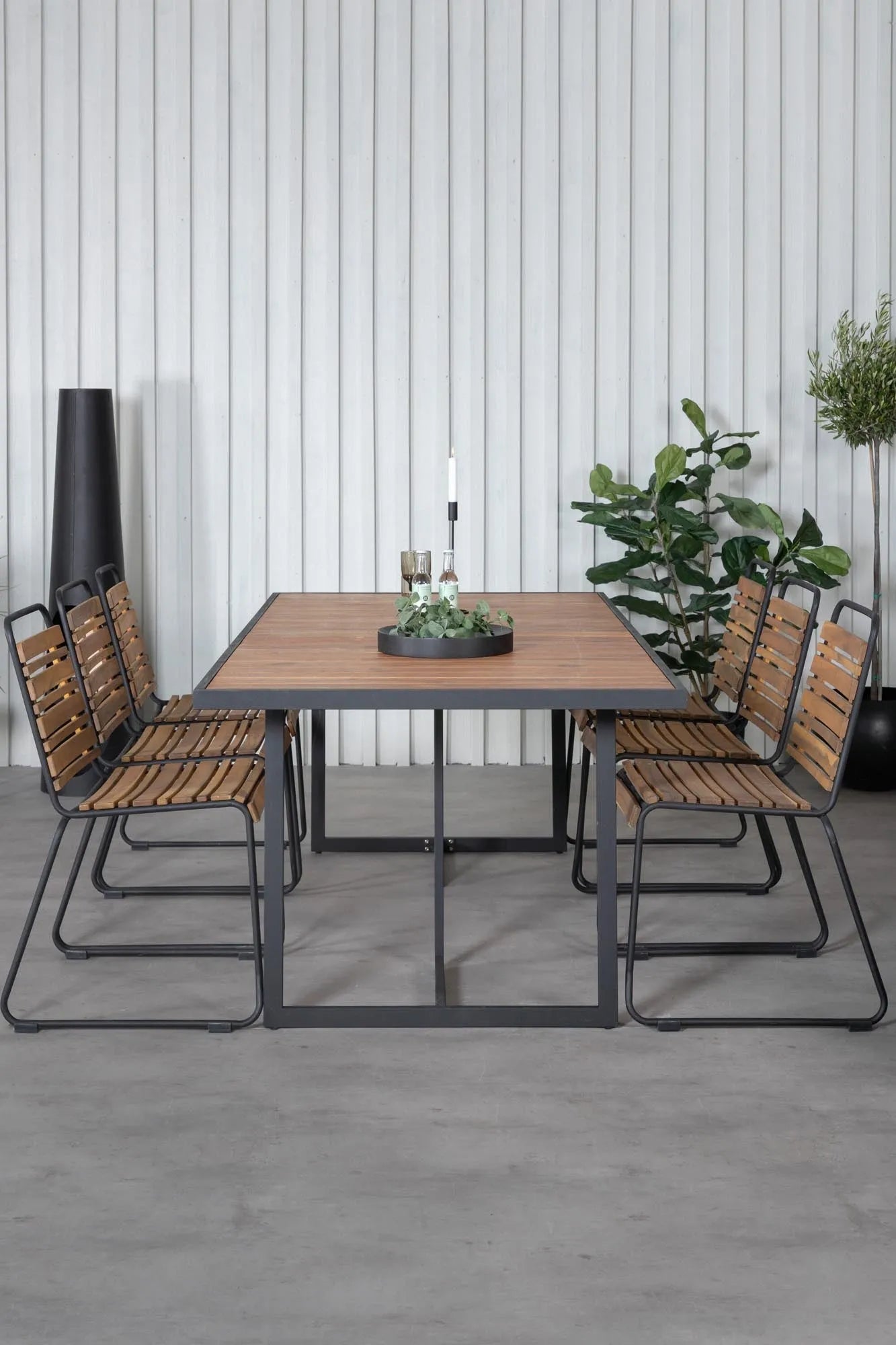 Khung Outdoor-Tischset (Bois) 200cm/6St. in Schwarz präsentiert im Onlineshop von KAQTU Design AG. Gartentischset ist von Venture Home