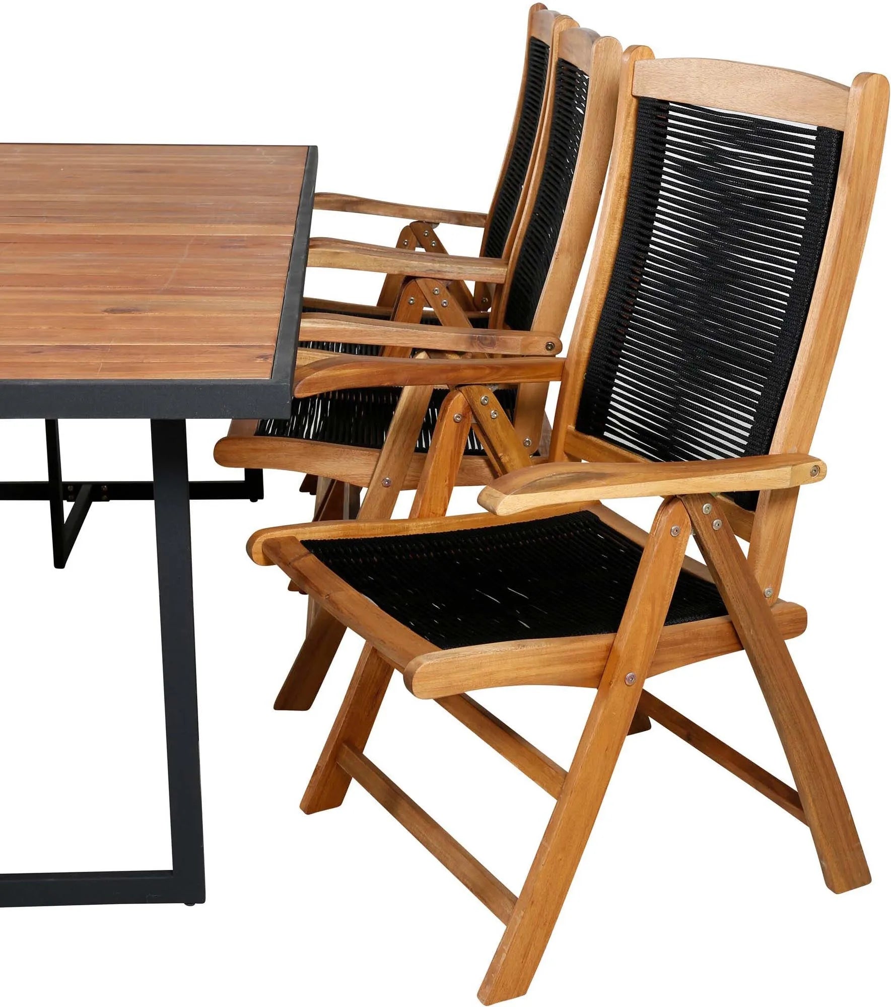 Khung Outdoor-Tischset (Peter) 200cm/6St. in Schwarz präsentiert im Onlineshop von KAQTU Design AG. Gartentischset ist von Venture Home