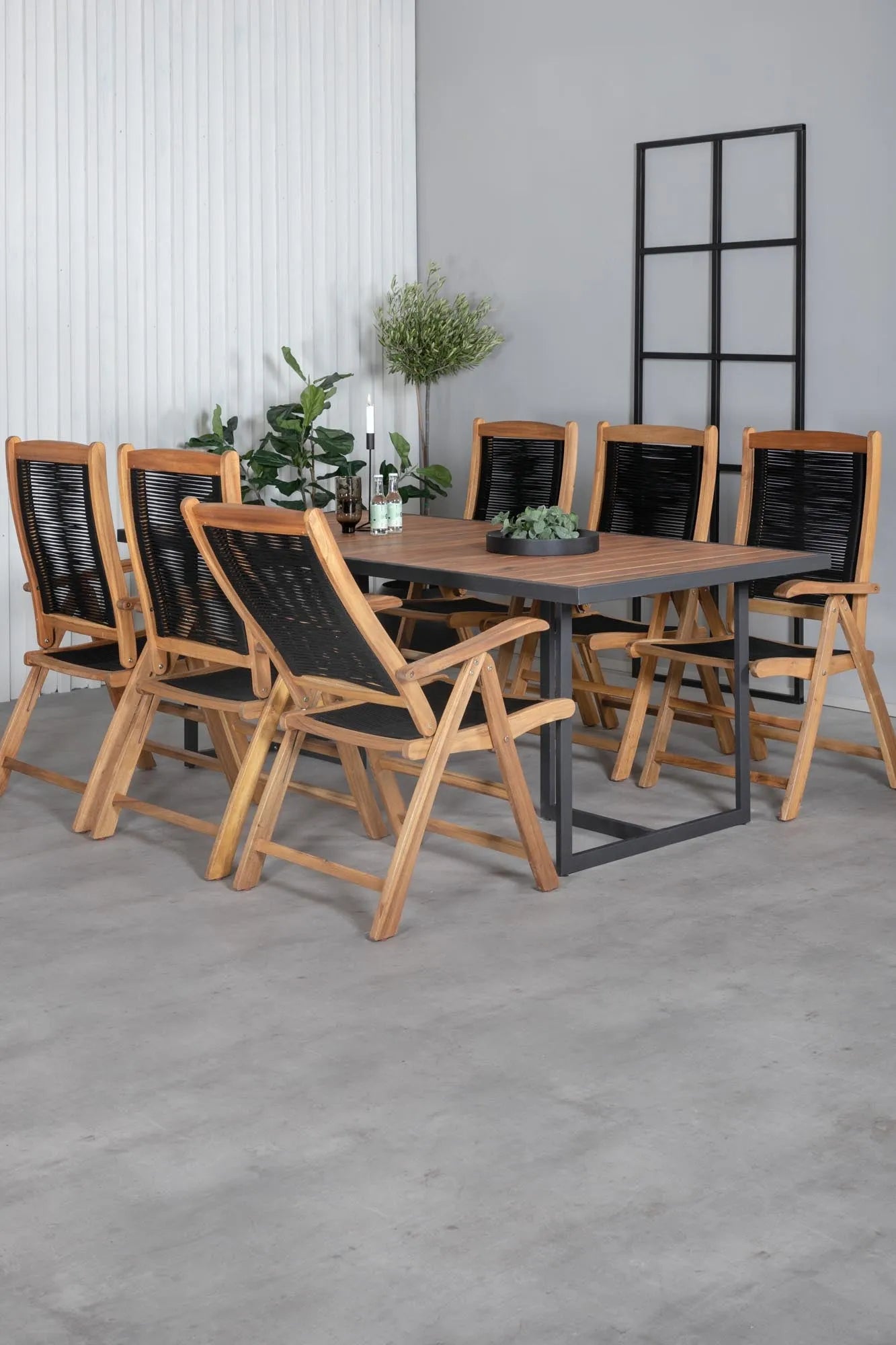 Khung Outdoor-Tischset (Peter) 200cm/6St. in Schwarz präsentiert im Onlineshop von KAQTU Design AG. Gartentischset ist von Venture Home