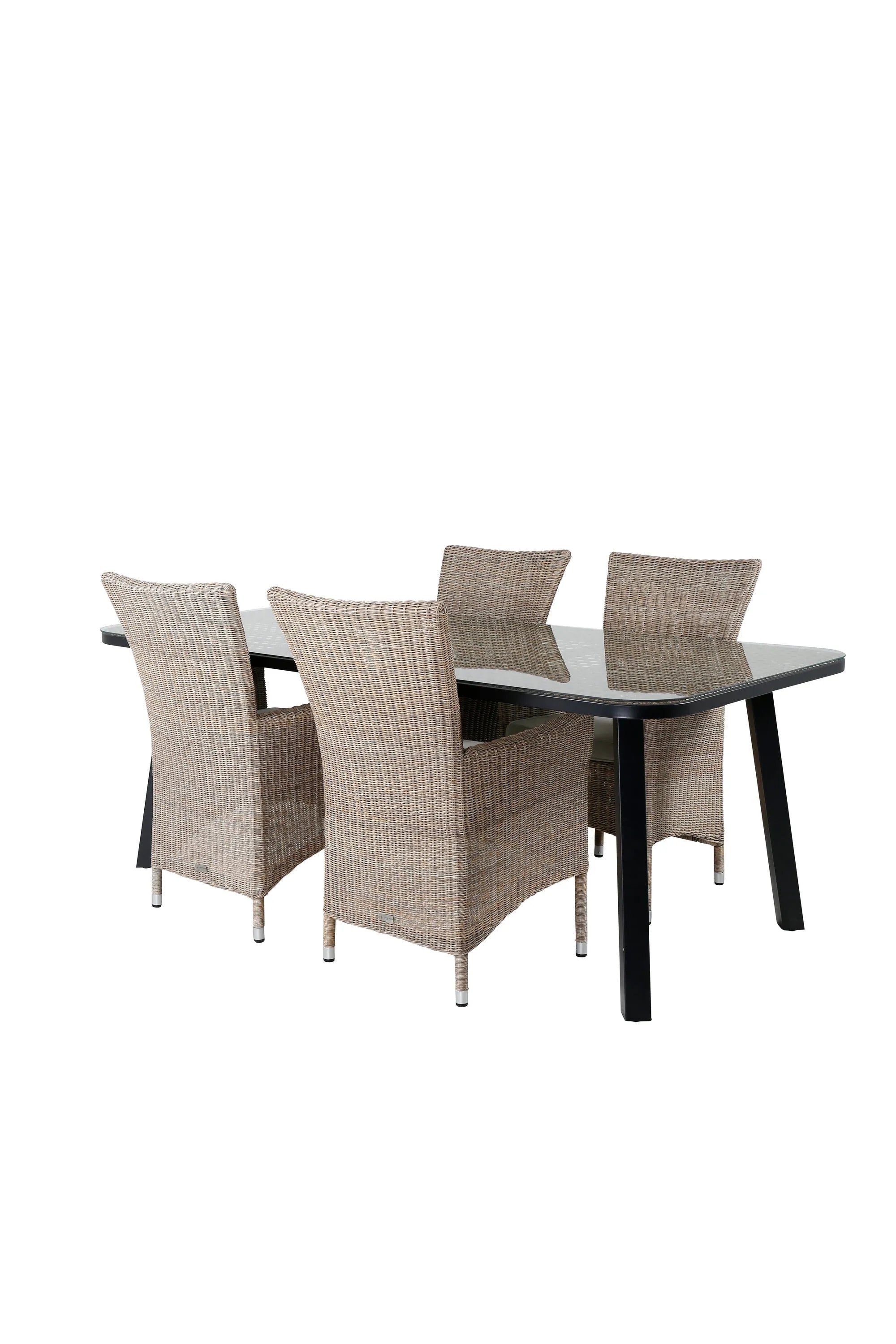 Paola Rechteckiger Esstisch-Set in Beige/Schwarz präsentiert im Onlineshop von KAQTU Design AG. Gartentischset ist von Venture Home