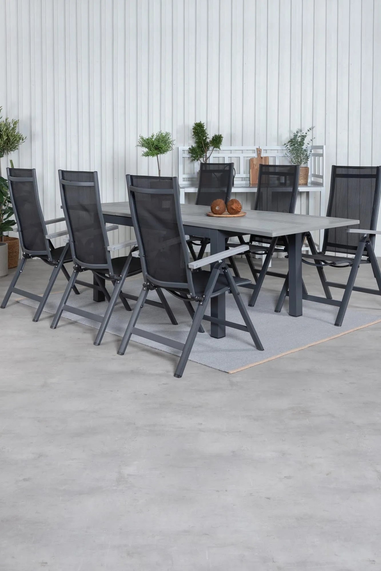 Albany Outdoor-Esstischset 152cm/6St. - KAQTU Design