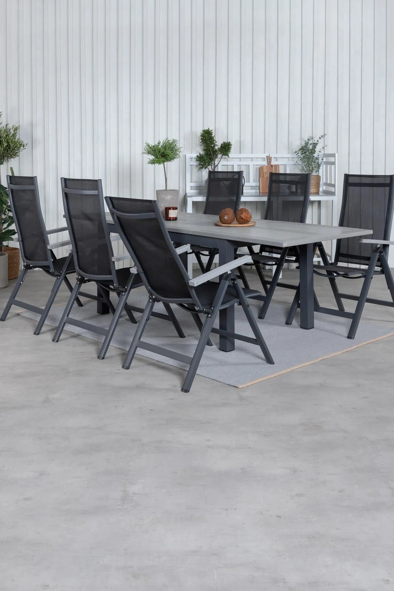 Albany Outdoor-Esstischset 152cm/6St. - KAQTU Design