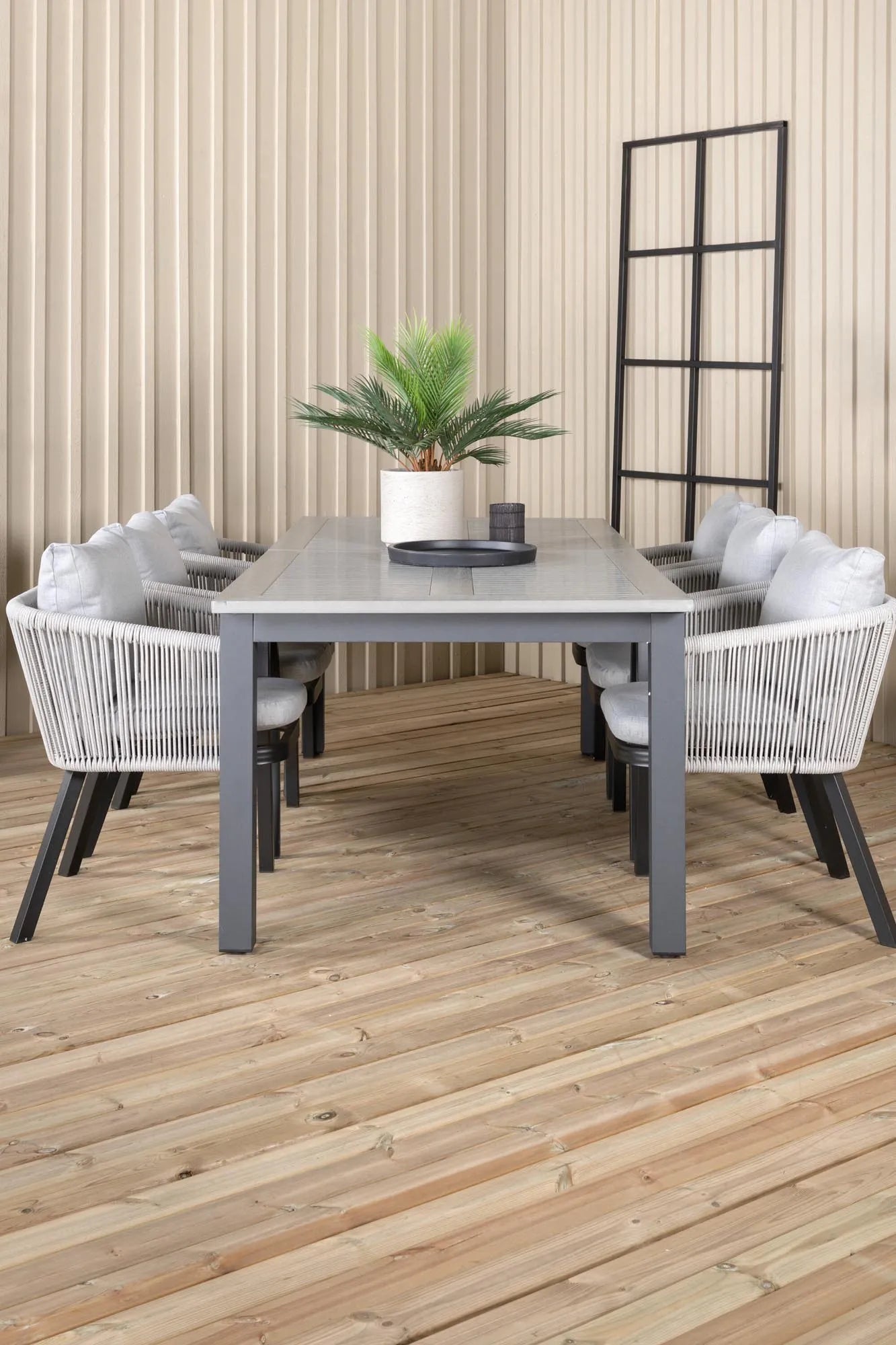 Albany Outdoor-Esstischset + Virya 224cm/6St. - KAQTU Design