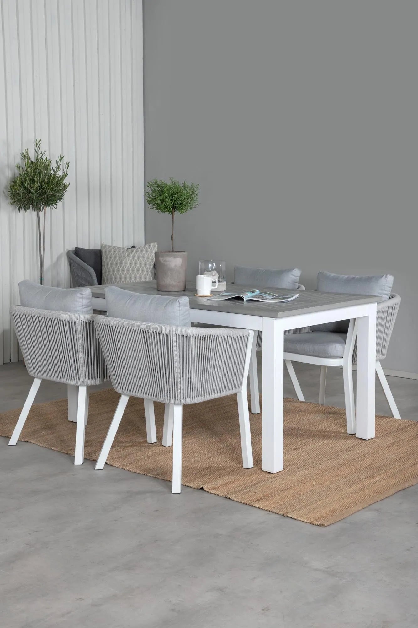 Albany Outdoor-Esstischset + Virya 152cm/4St. - KAQTU Design