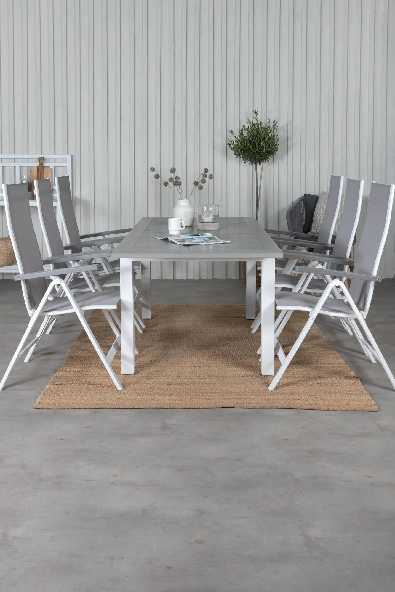 Albany Outdoor-Esstischset 152cm/6St. - KAQTU Design