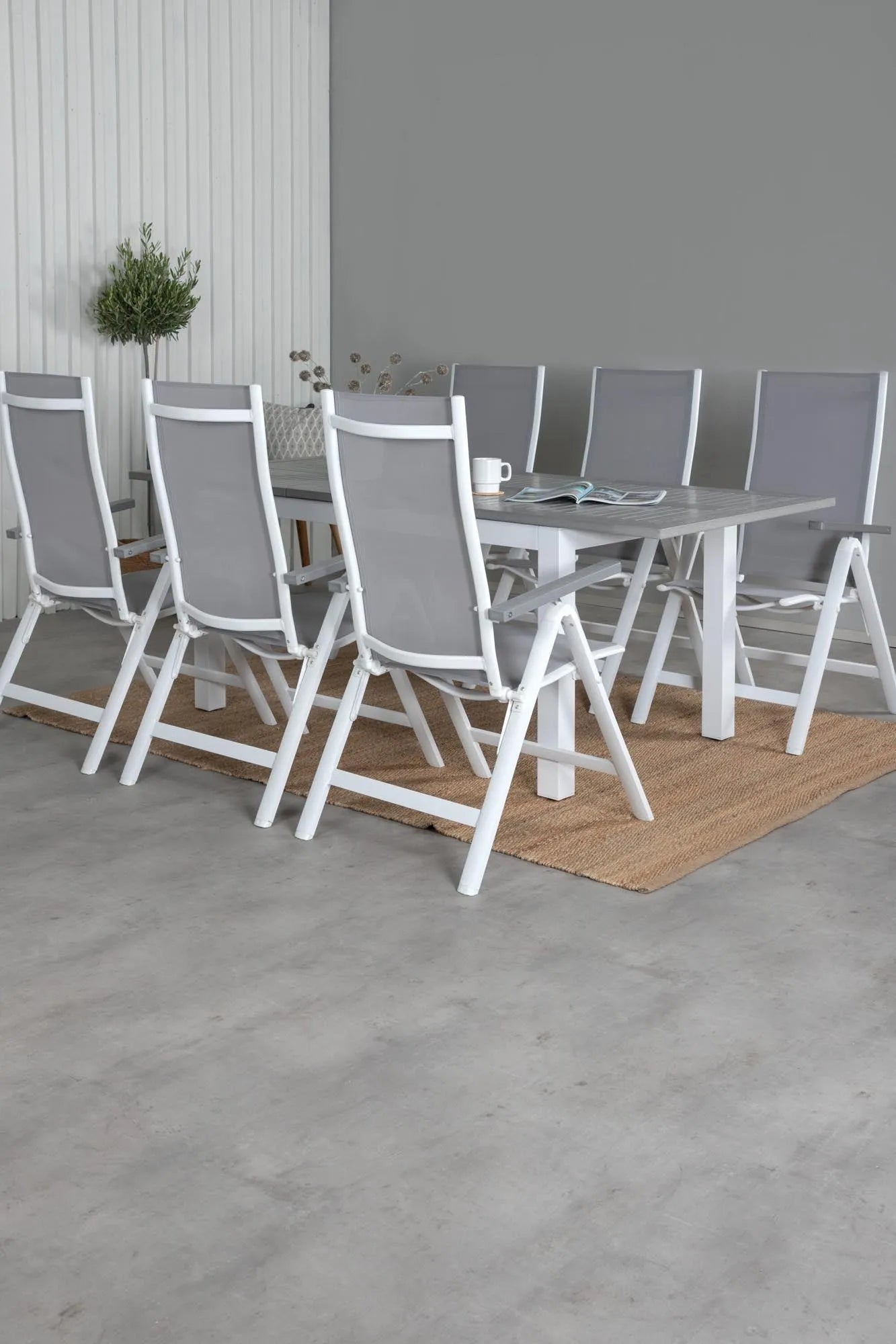 Albany Outdoor-Esstischset 152cm/6St. - KAQTU Design