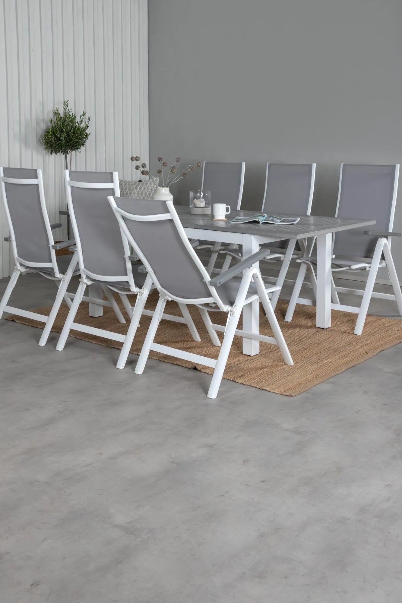 Albany Outdoor-Esstischset 152cm/6St. - KAQTU Design