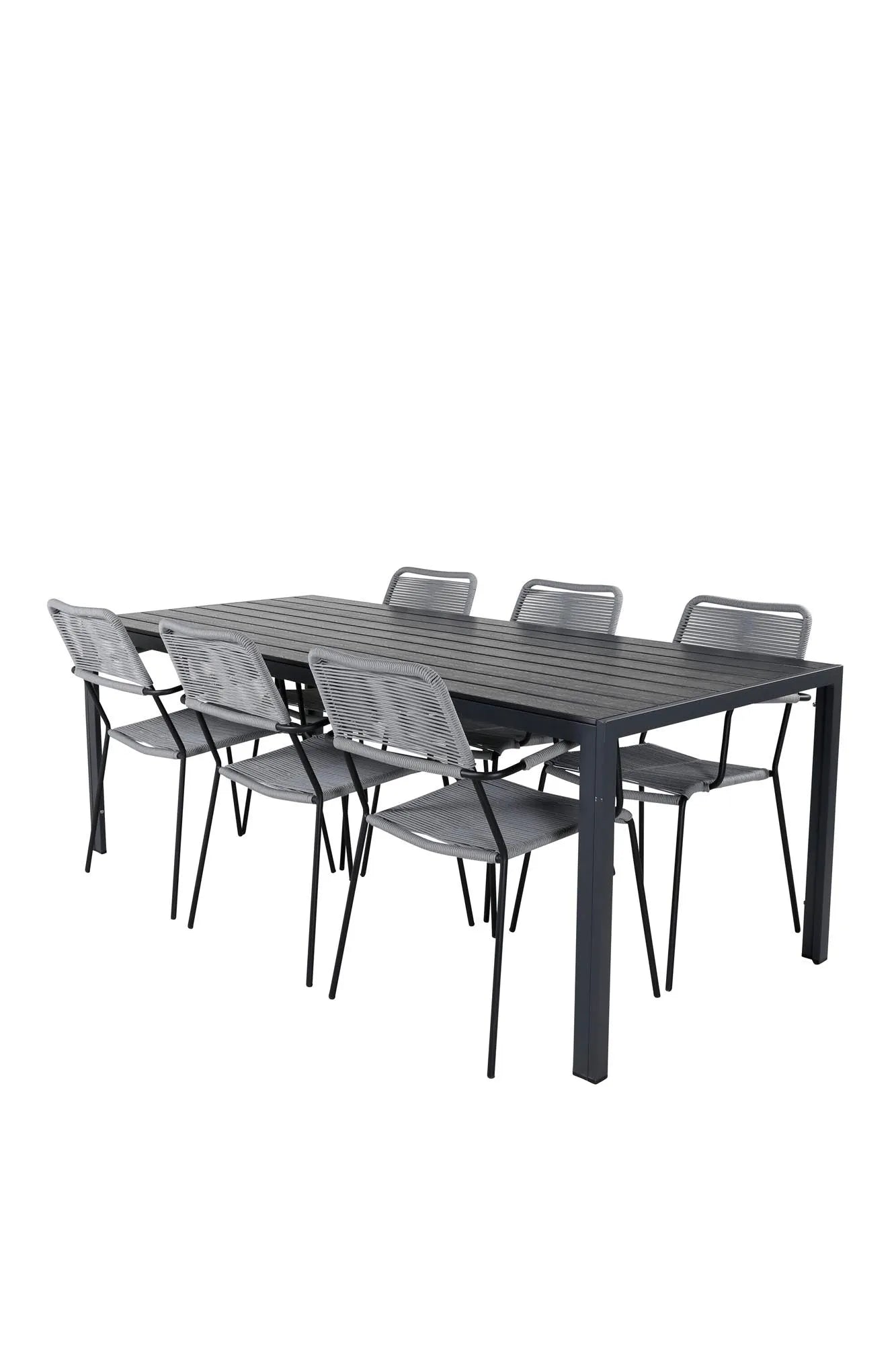 Break Tisch + 6 x Lindos Sessel in Schwarz präsentiert im Onlineshop von KAQTU Design AG. Esszimmerset ist von Venture Home