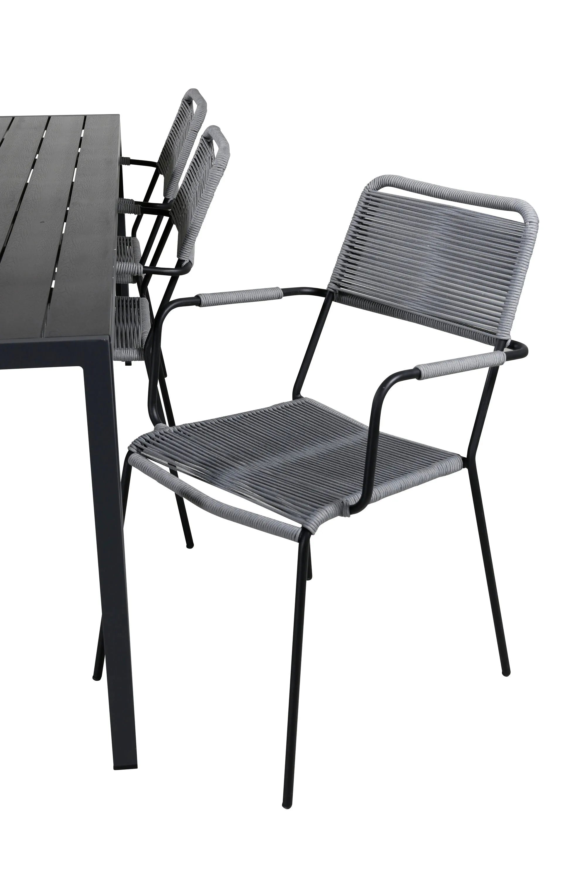 Break Tisch + 6 x Lindos Sessel in Schwarz präsentiert im Onlineshop von KAQTU Design AG. Esszimmerset ist von Venture Home