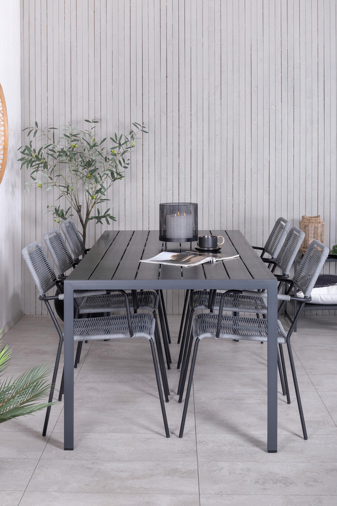 Break Tisch + 6 x Lindos Sessel in Schwarz präsentiert im Onlineshop von KAQTU Design AG. Esszimmerset ist von Venture Home