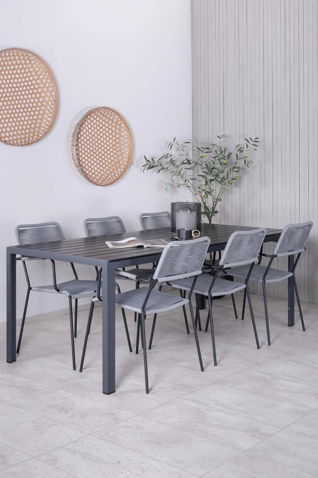 Break Tisch + 6 x Lindos Sessel in Schwarz präsentiert im Onlineshop von KAQTU Design AG. Esszimmerset ist von Venture Home