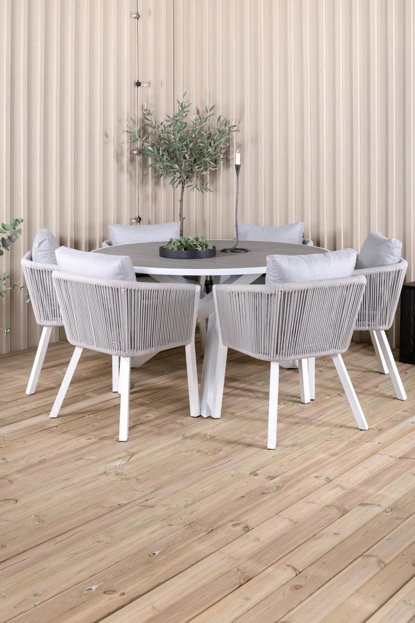 Parma Outdoor-Tischset + Virya ⌀140cm/6St. - KAQTU Design