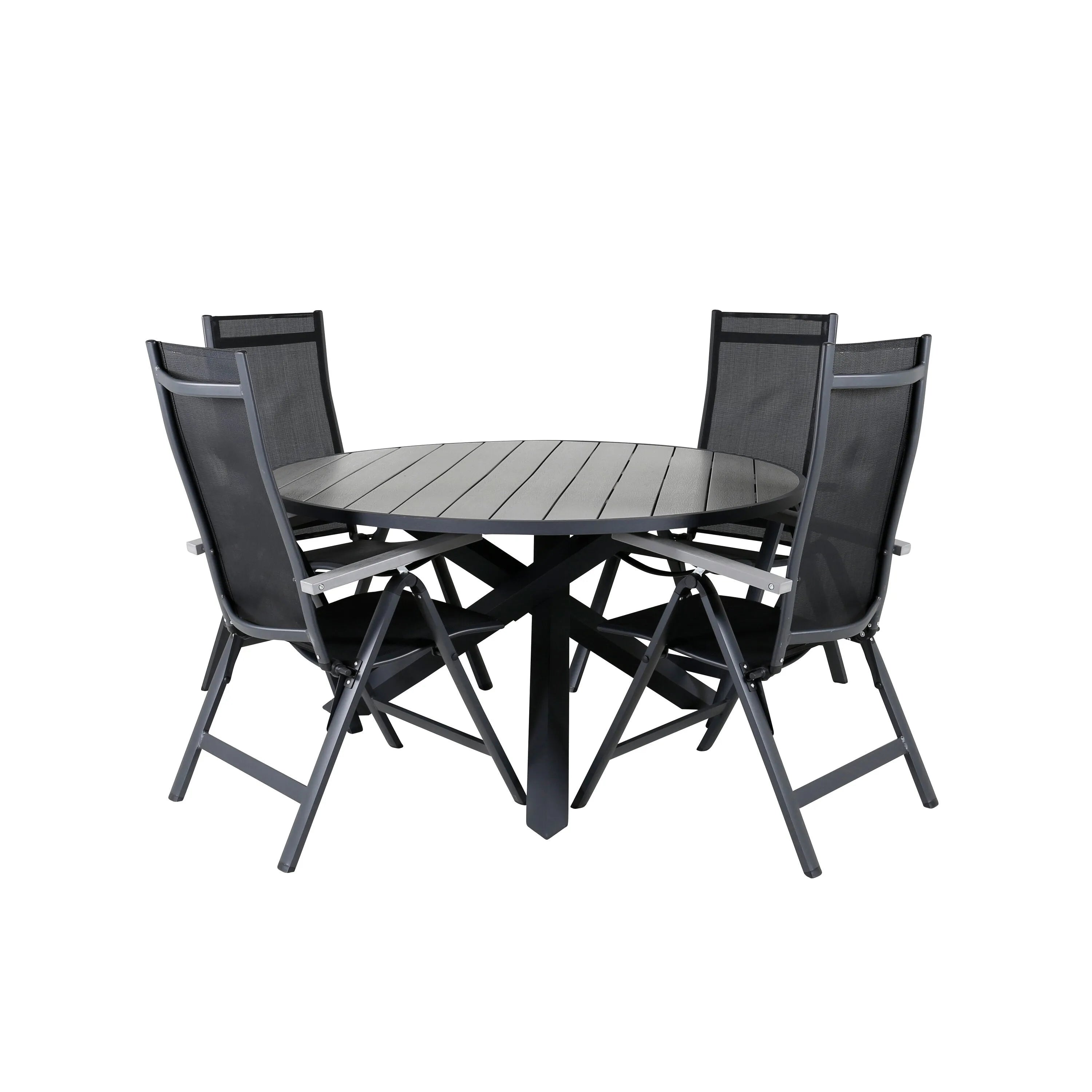 Parma Runder Esstisch-Set in Schwarz/Dunkelgrau präsentiert im Onlineshop von KAQTU Design AG. Gartentischset ist von Venture Home