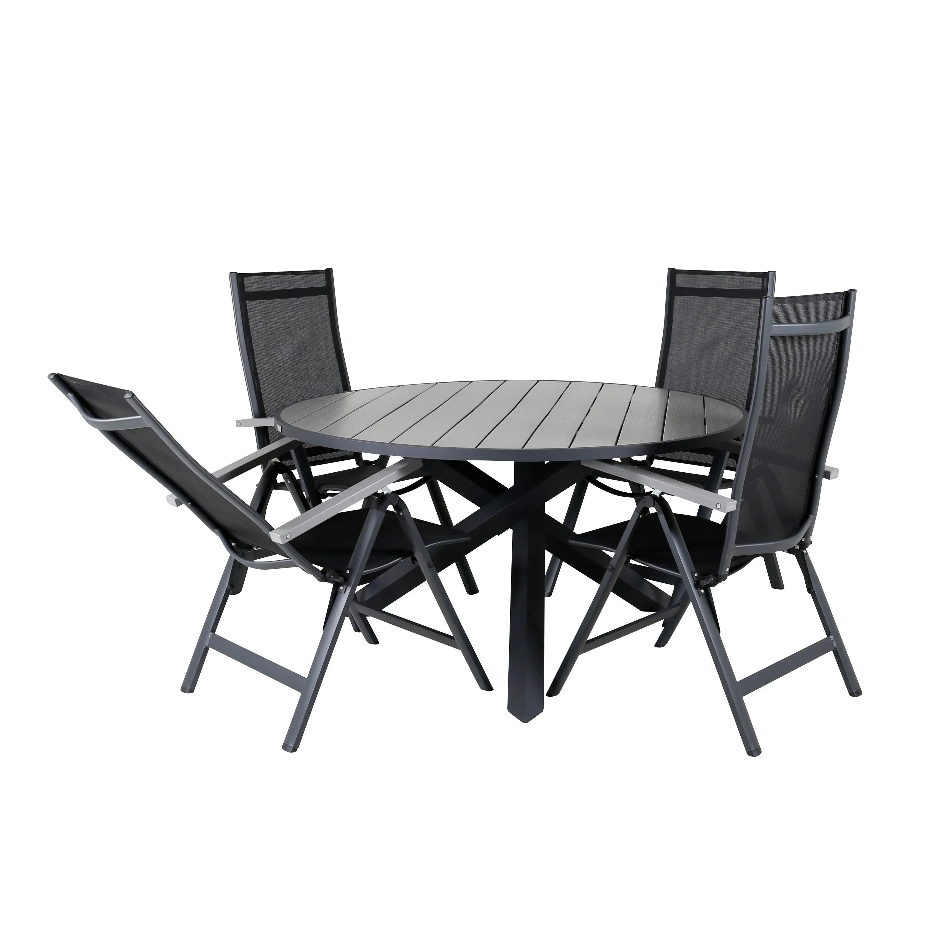 Parma Runder Esstisch-Set in Schwarz/Dunkelgrau präsentiert im Onlineshop von KAQTU Design AG. Gartentischset ist von Venture Home