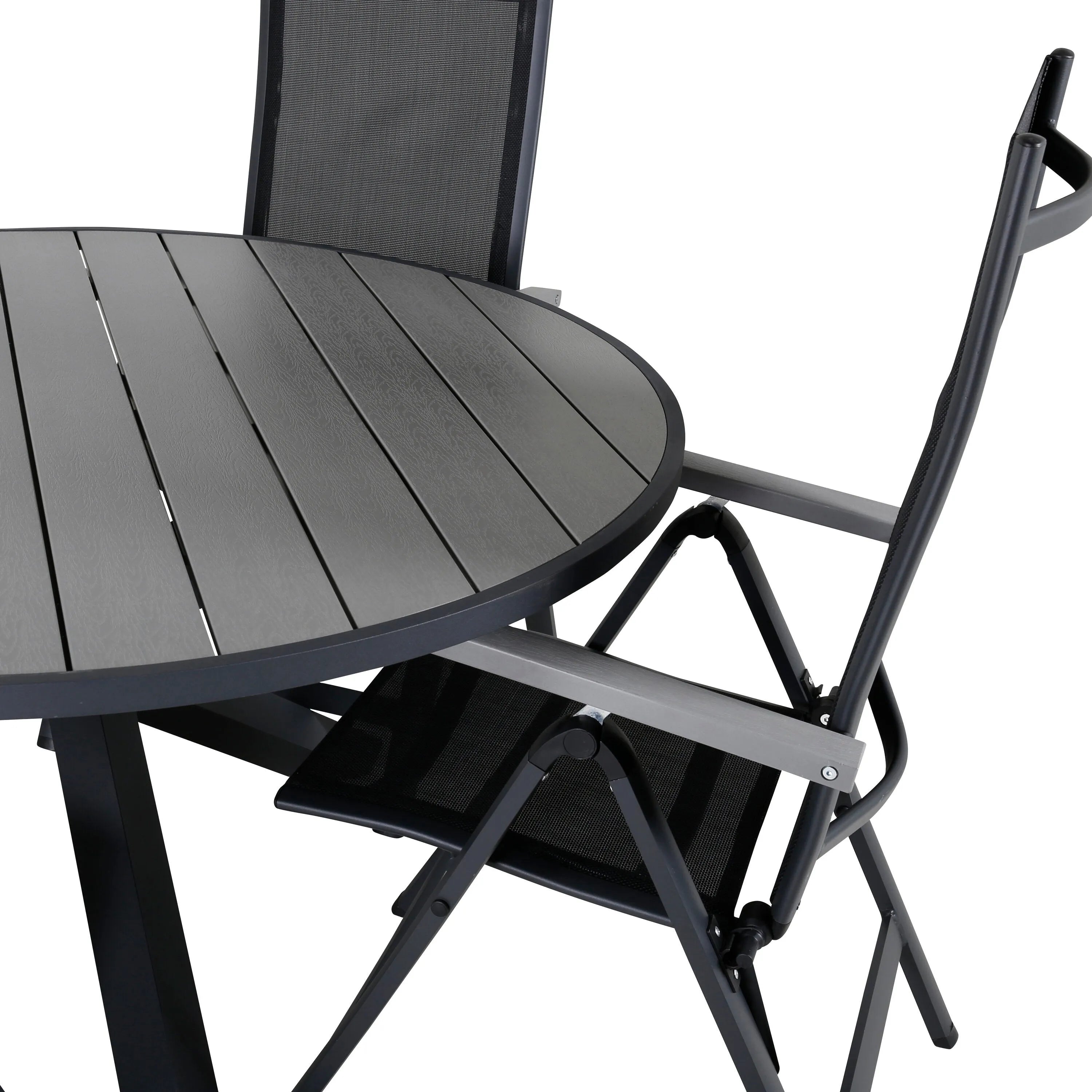 Parma Runder Esstisch-Set in Schwarz/Dunkelgrau präsentiert im Onlineshop von KAQTU Design AG. Gartentischset ist von Venture Home