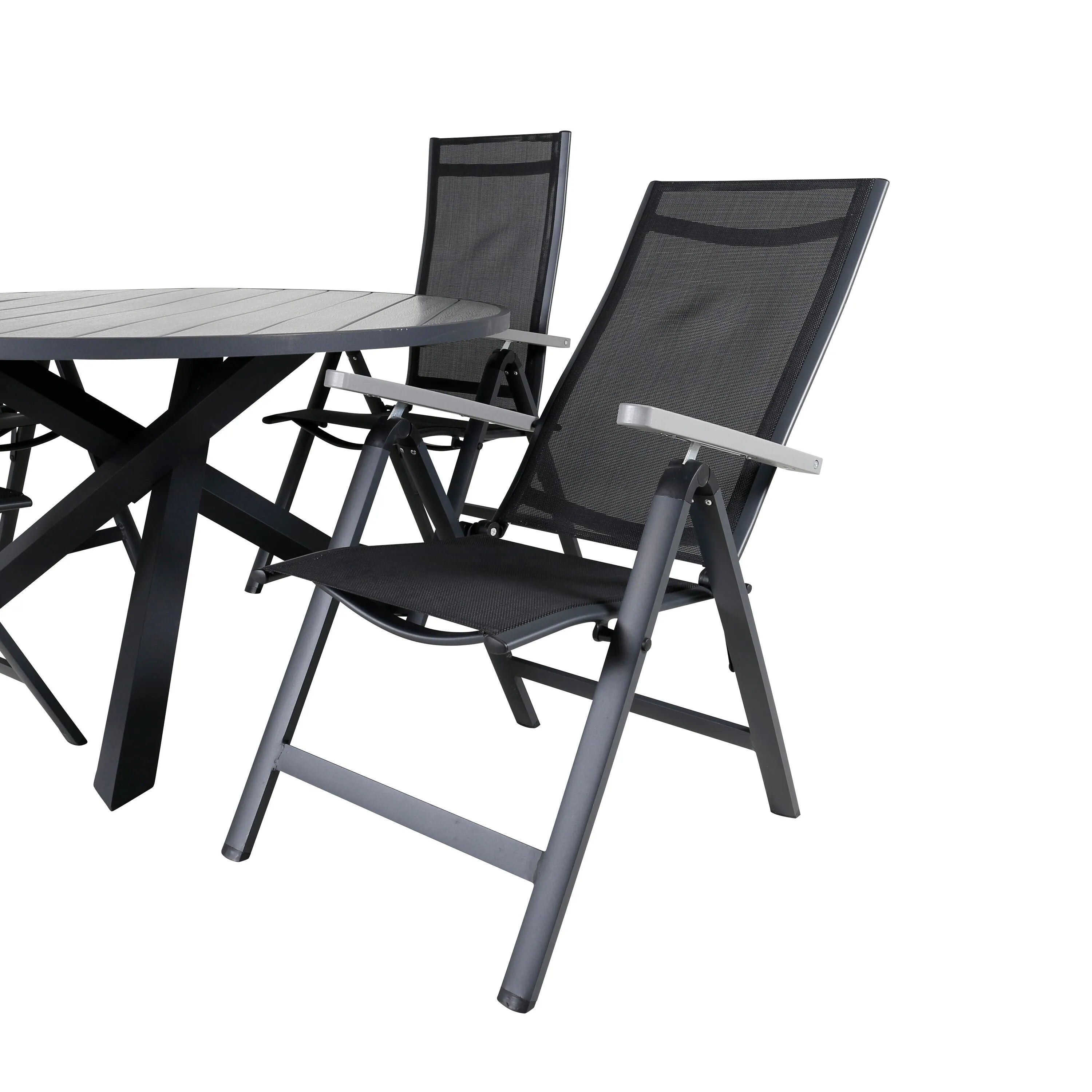 Parma Runder Esstisch-Set in Schwarz/Dunkelgrau präsentiert im Onlineshop von KAQTU Design AG. Gartentischset ist von Venture Home