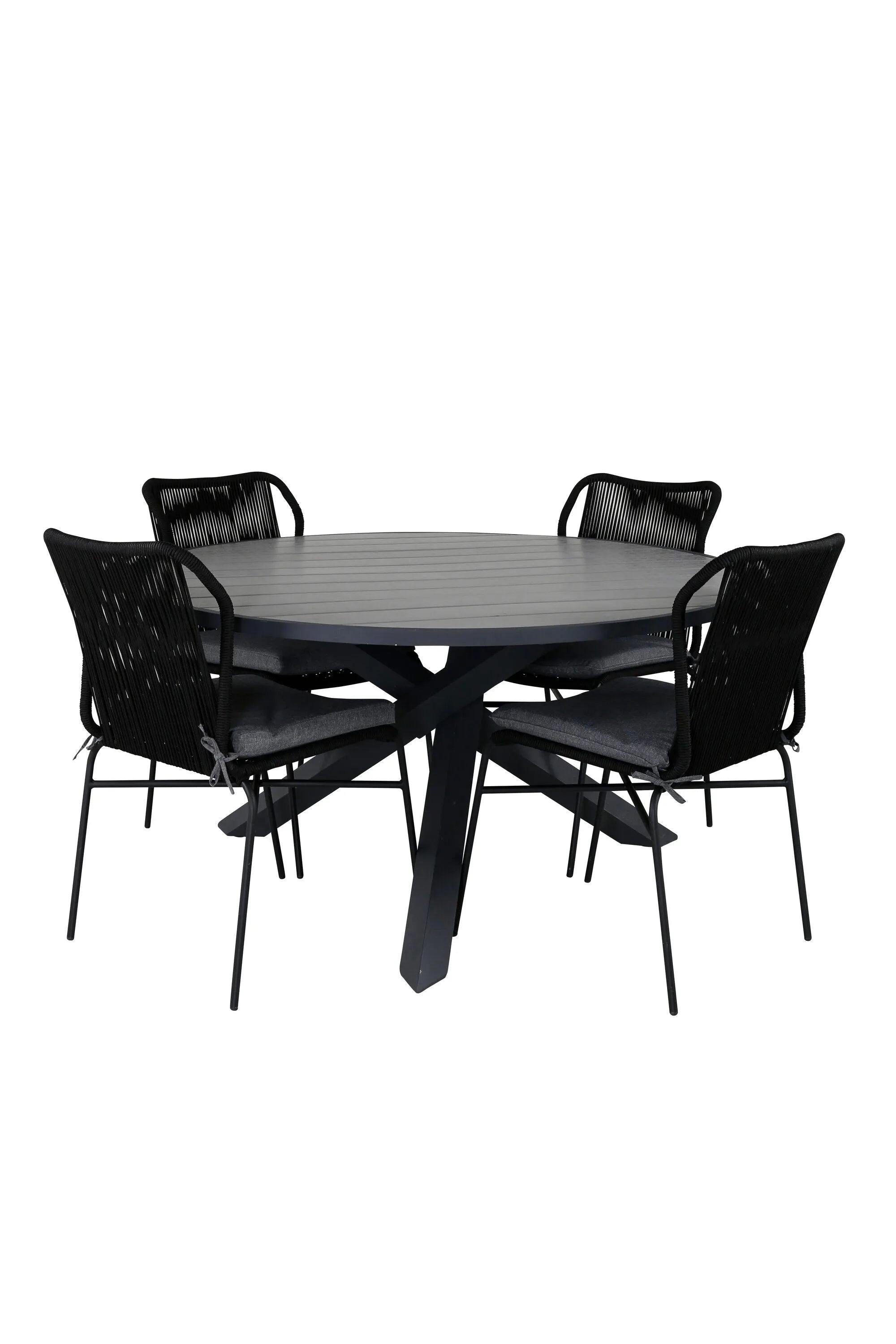 Parma Runder Esstisch-Set in Schwarz/Dunkelgrau präsentiert im Onlineshop von KAQTU Design AG. Gartentischset ist von Venture Home