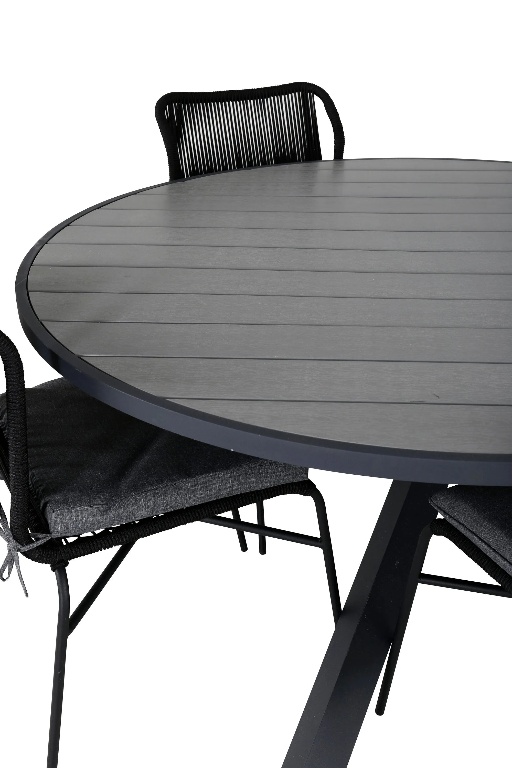 Parma Runder Esstisch-Set in Schwarz/Dunkelgrau präsentiert im Onlineshop von KAQTU Design AG. Gartentischset ist von Venture Home