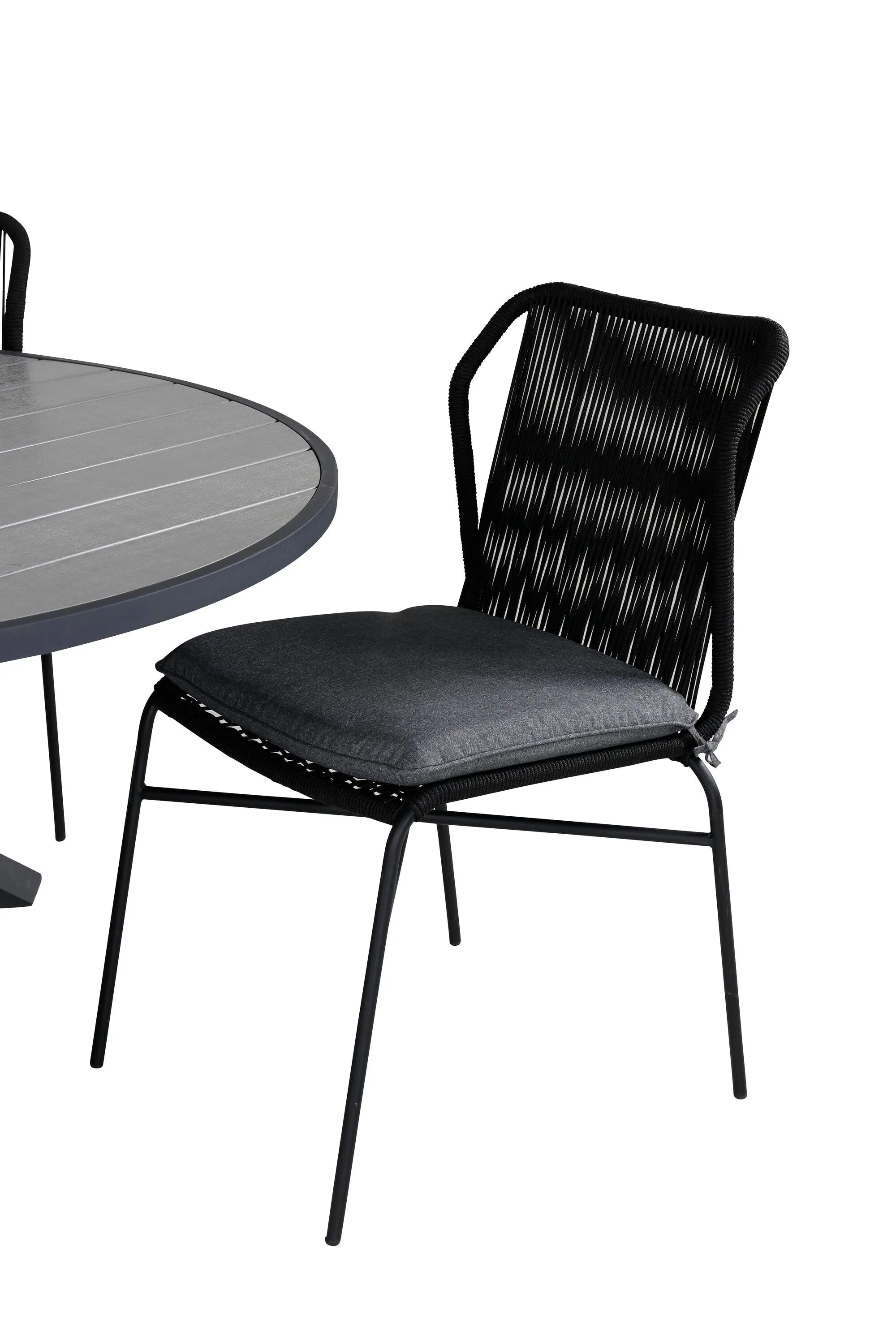 Parma Runder Esstisch-Set in Schwarz/Dunkelgrau präsentiert im Onlineshop von KAQTU Design AG. Gartentischset ist von Venture Home