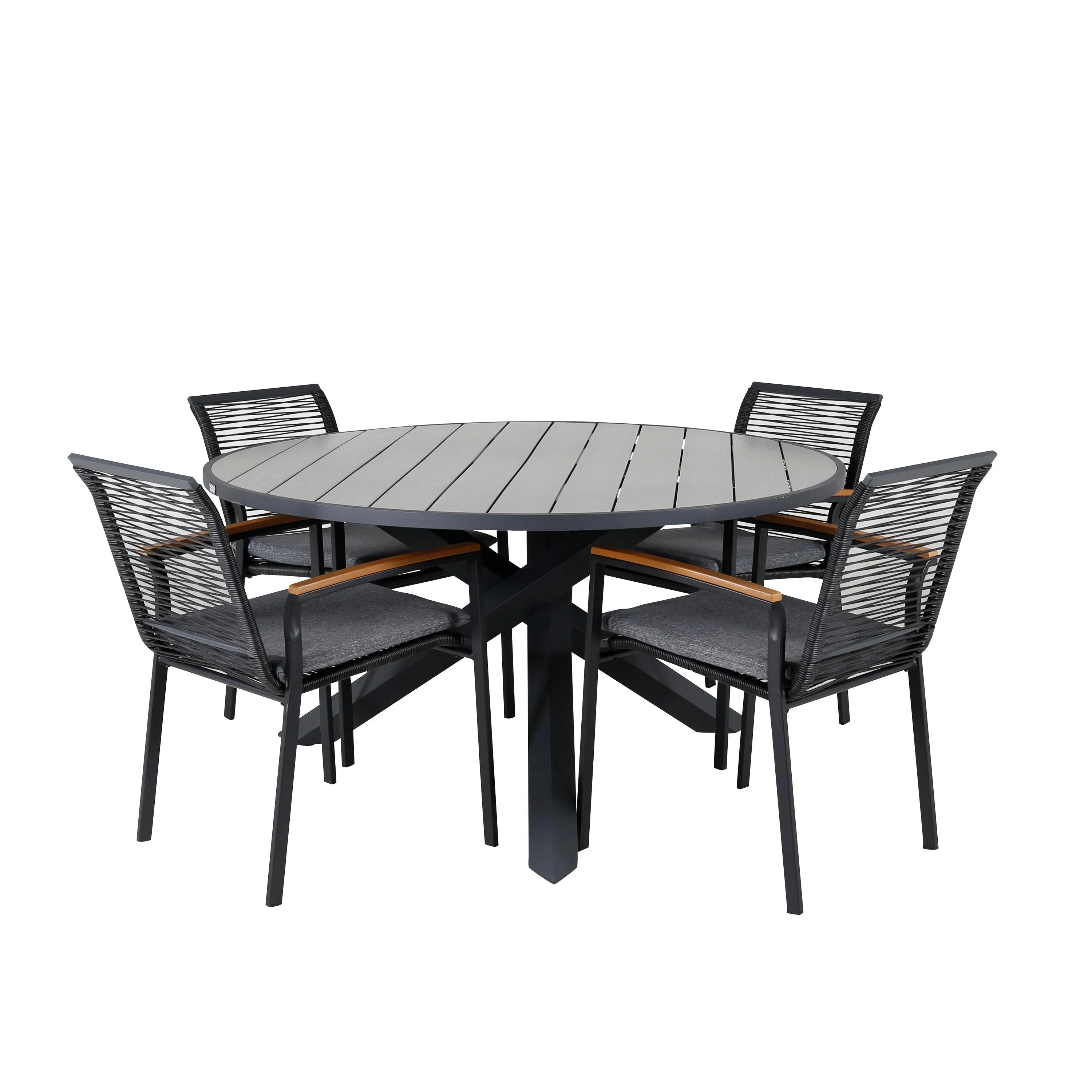 Parma Runder Esstisch-Set in Schwarz/Dunkelgrau präsentiert im Onlineshop von KAQTU Design AG. Gartentischset ist von Venture Home