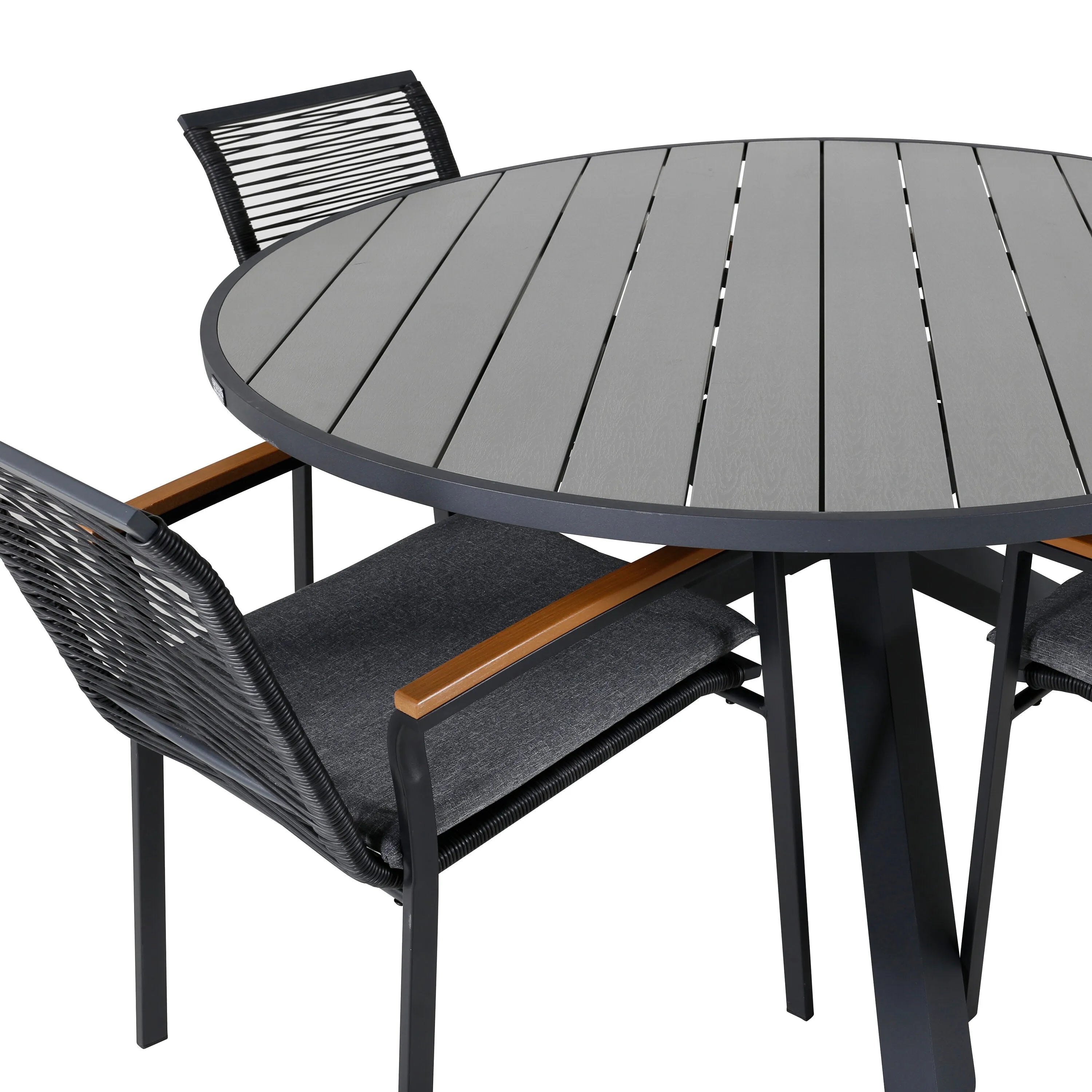 Parma Runder Esstisch-Set in Schwarz/Dunkelgrau präsentiert im Onlineshop von KAQTU Design AG. Gartentischset ist von Venture Home