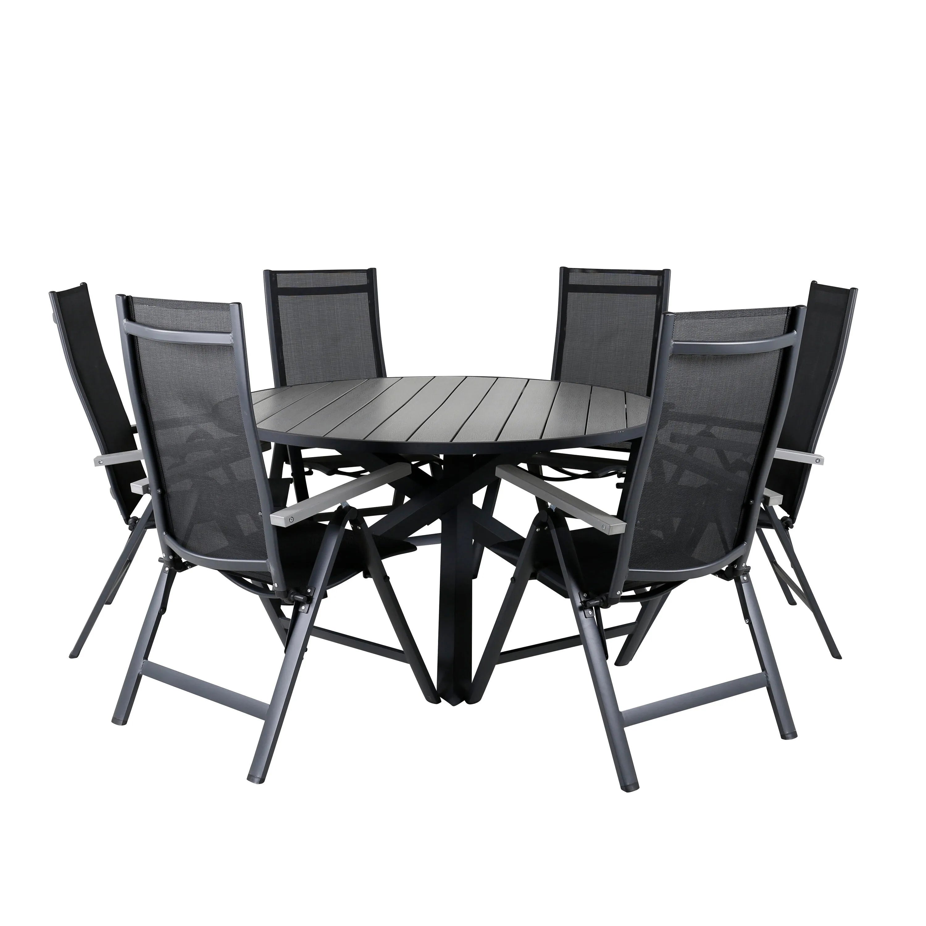 Parma Runder Esstisch-Set in Schwarz/Dunkelgrau präsentiert im Onlineshop von KAQTU Design AG. Gartentischset ist von Venture Home