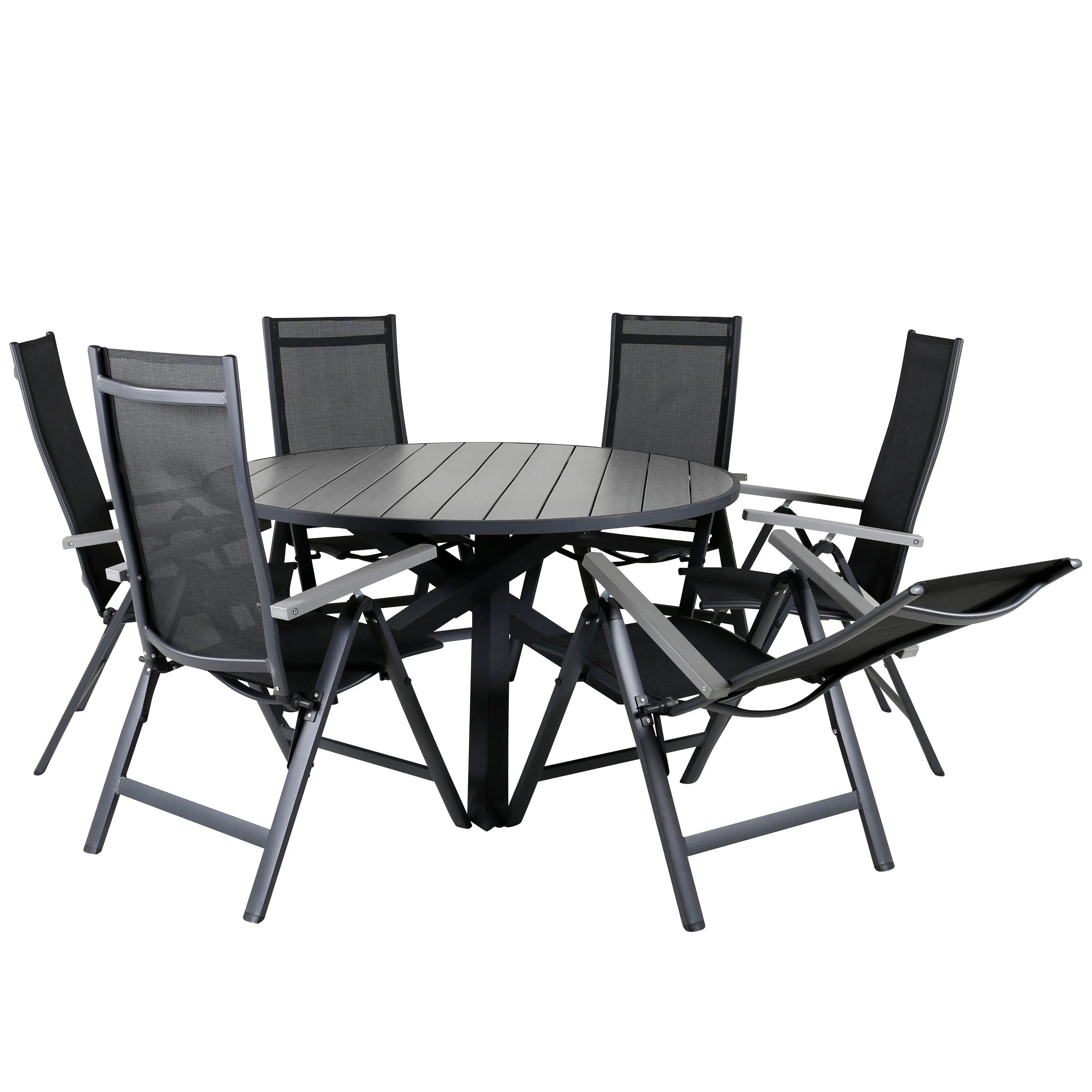 Parma Runder Esstisch-Set in Schwarz/Dunkelgrau präsentiert im Onlineshop von KAQTU Design AG. Gartentischset ist von Venture Home