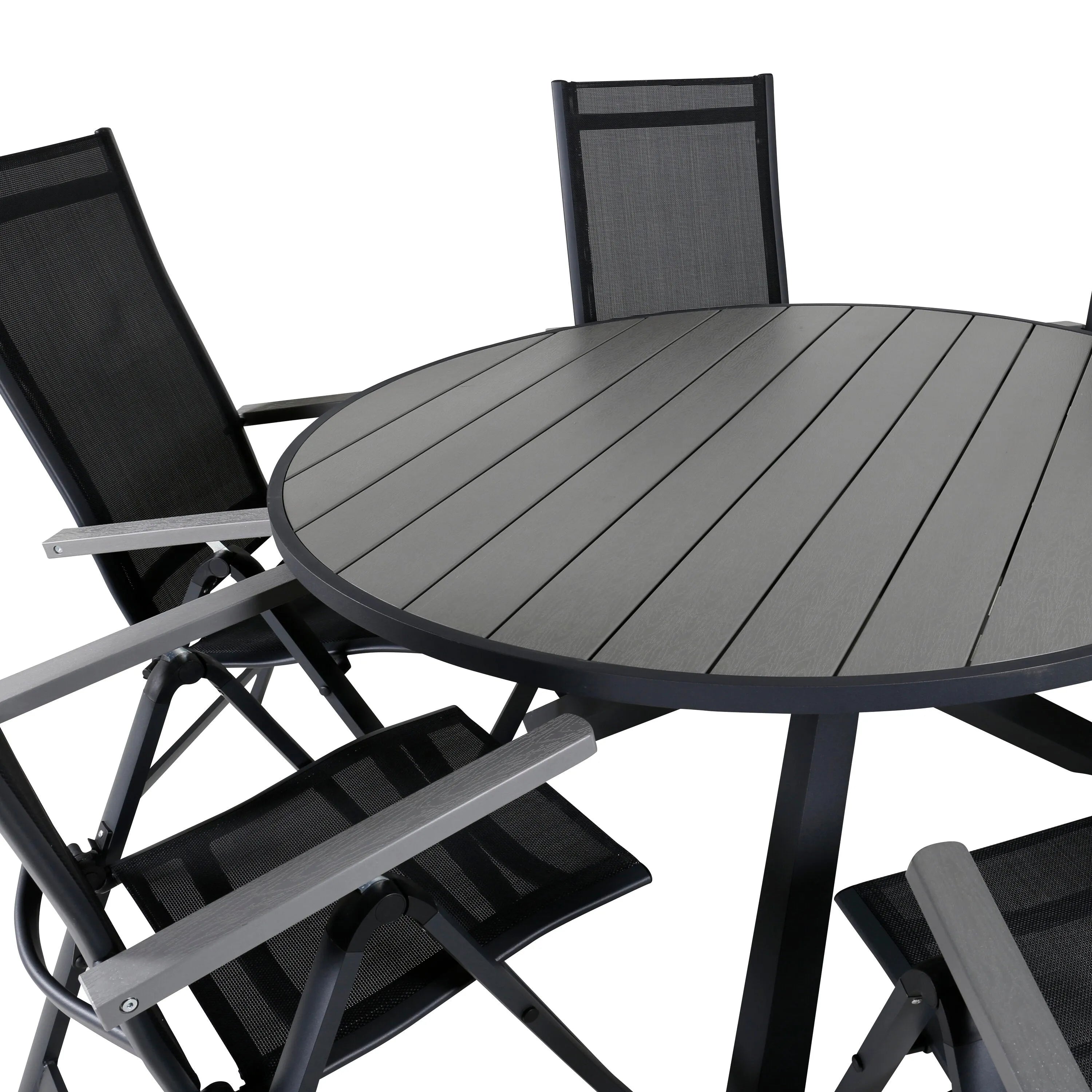 Parma Runder Esstisch-Set in Schwarz/Dunkelgrau präsentiert im Onlineshop von KAQTU Design AG. Gartentischset ist von Venture Home