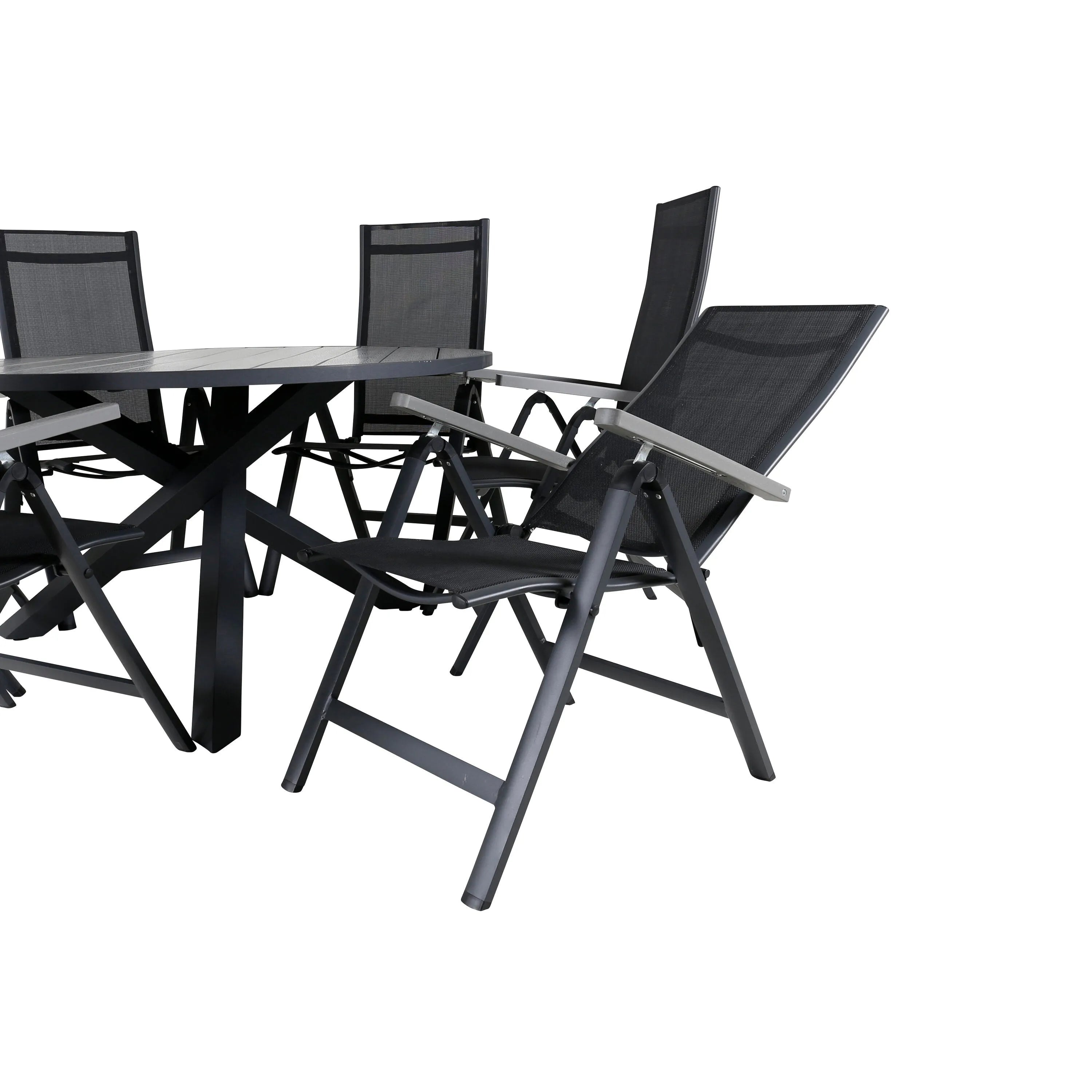 Parma Runder Esstisch-Set in Schwarz/Dunkelgrau präsentiert im Onlineshop von KAQTU Design AG. Gartentischset ist von Venture Home