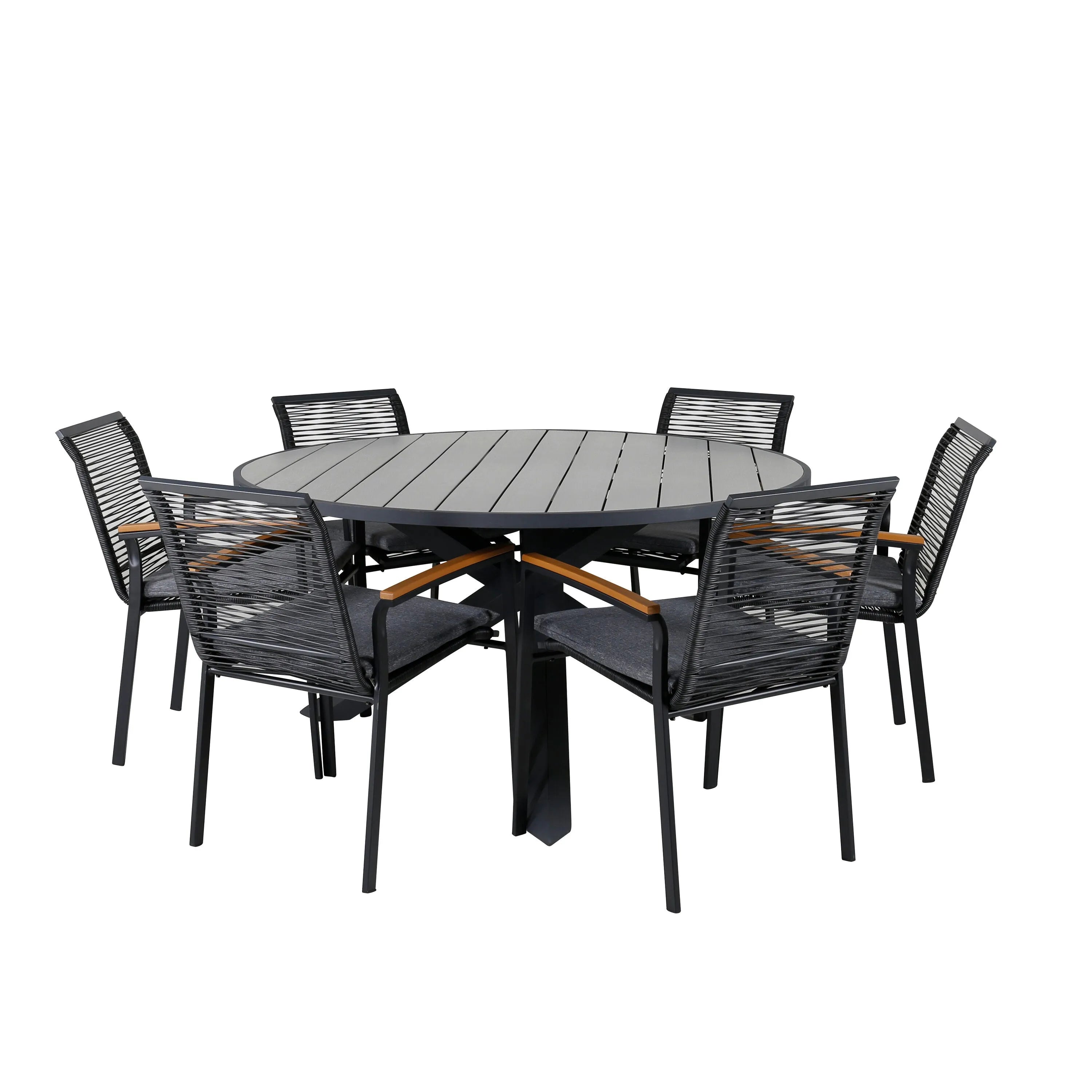 Parma Runder Esstisch-Set in Schwarz/Dunkelgrau präsentiert im Onlineshop von KAQTU Design AG. Gartentischset ist von Venture Home