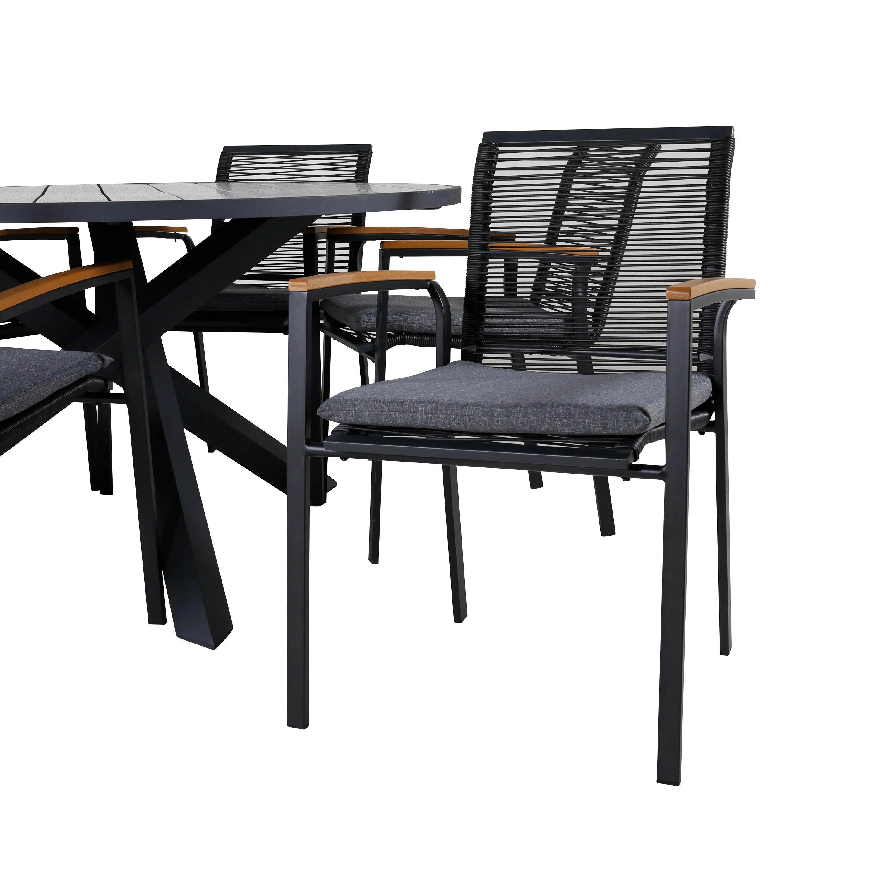 Parma Runder Esstisch-Set in Schwarz/Dunkelgrau präsentiert im Onlineshop von KAQTU Design AG. Gartentischset ist von Venture Home