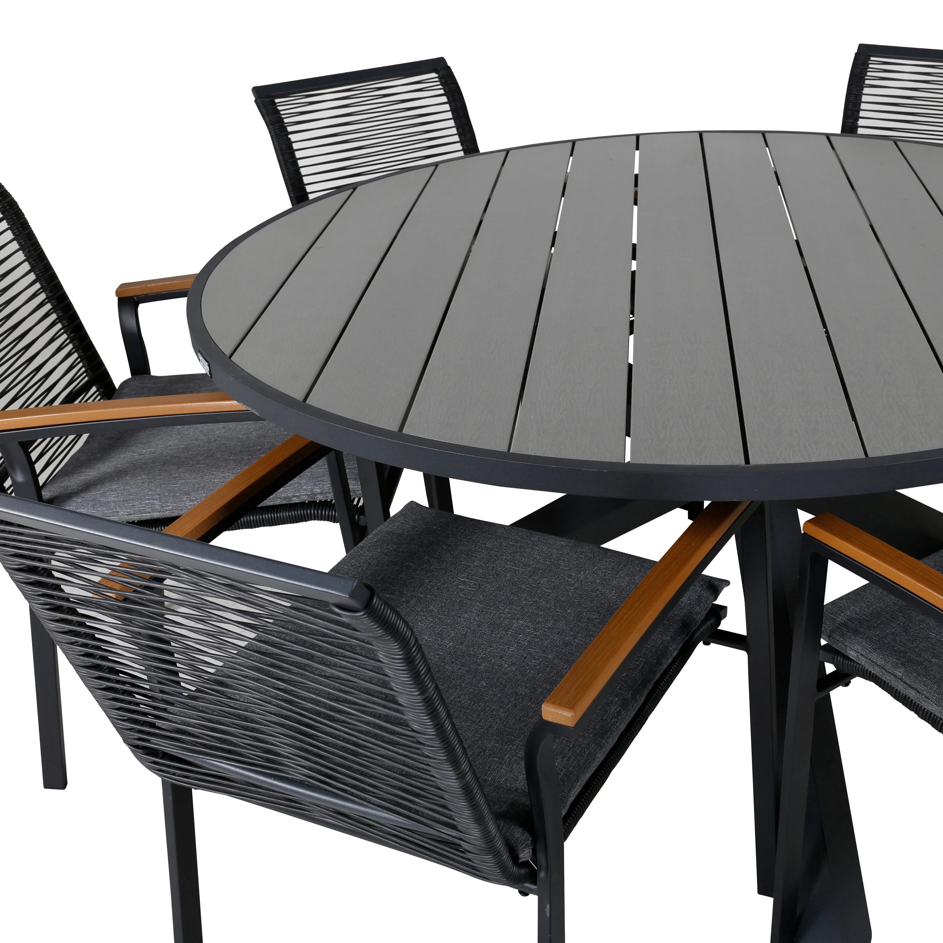 Parma Runder Esstisch-Set in Schwarz/Dunkelgrau präsentiert im Onlineshop von KAQTU Design AG. Gartentischset ist von Venture Home