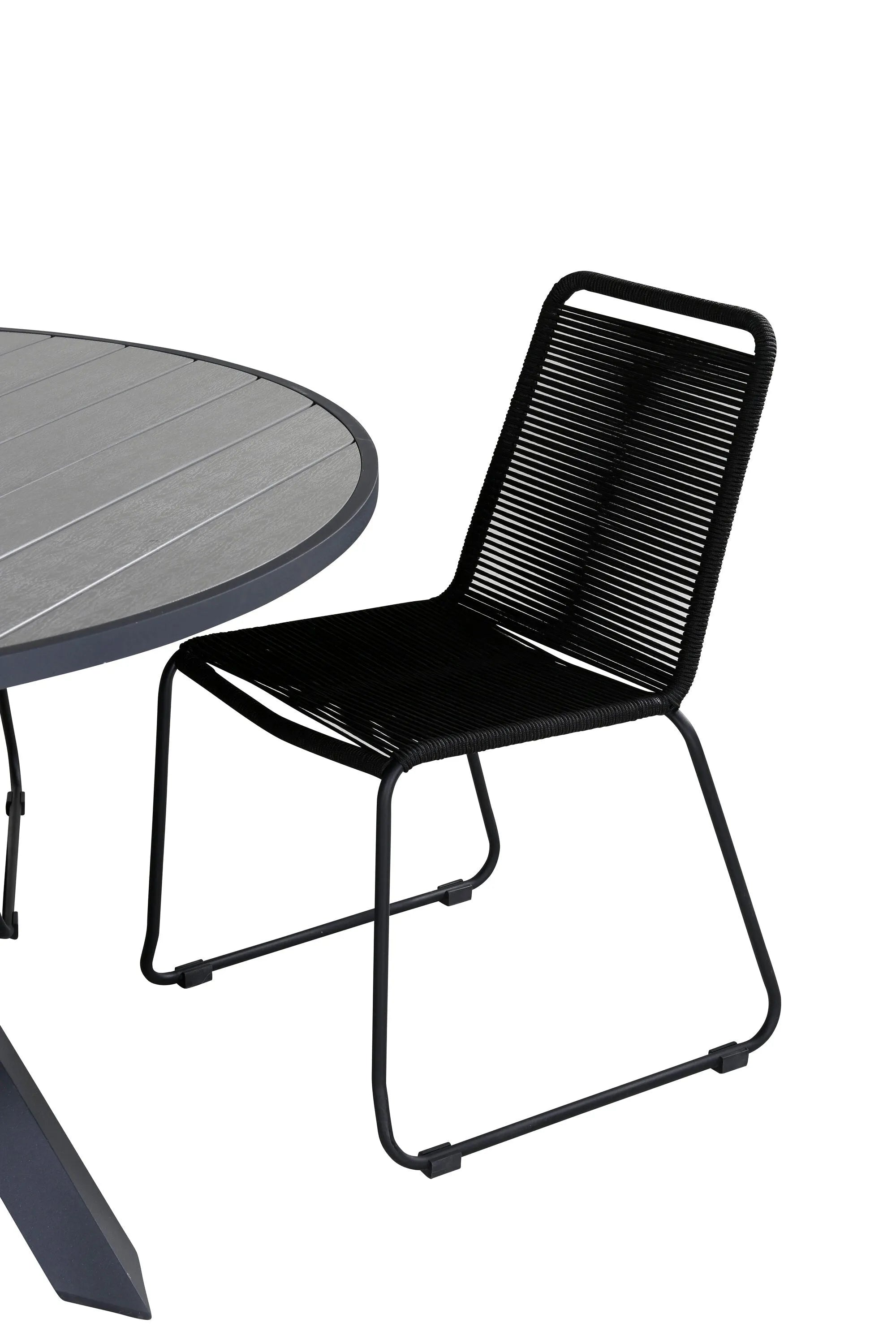 Parma Runder Esstisch-Set in Schwarz/Dunkelgrau präsentiert im Onlineshop von KAQTU Design AG. Gartentischset ist von Venture Home