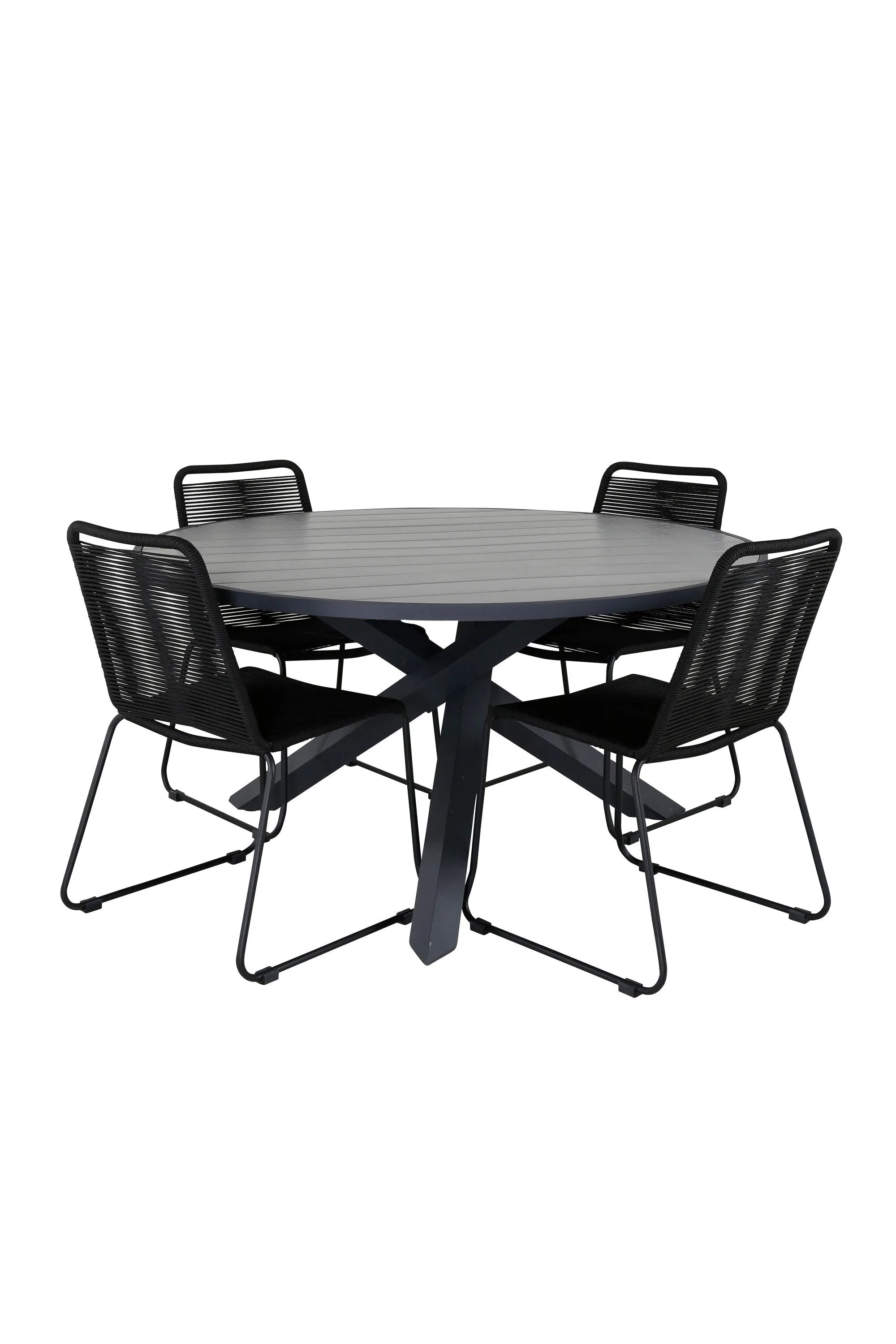 Parma Runder Esstisch-Set in Schwarz/Dunkelgrau präsentiert im Onlineshop von KAQTU Design AG. Gartentischset ist von Venture Home