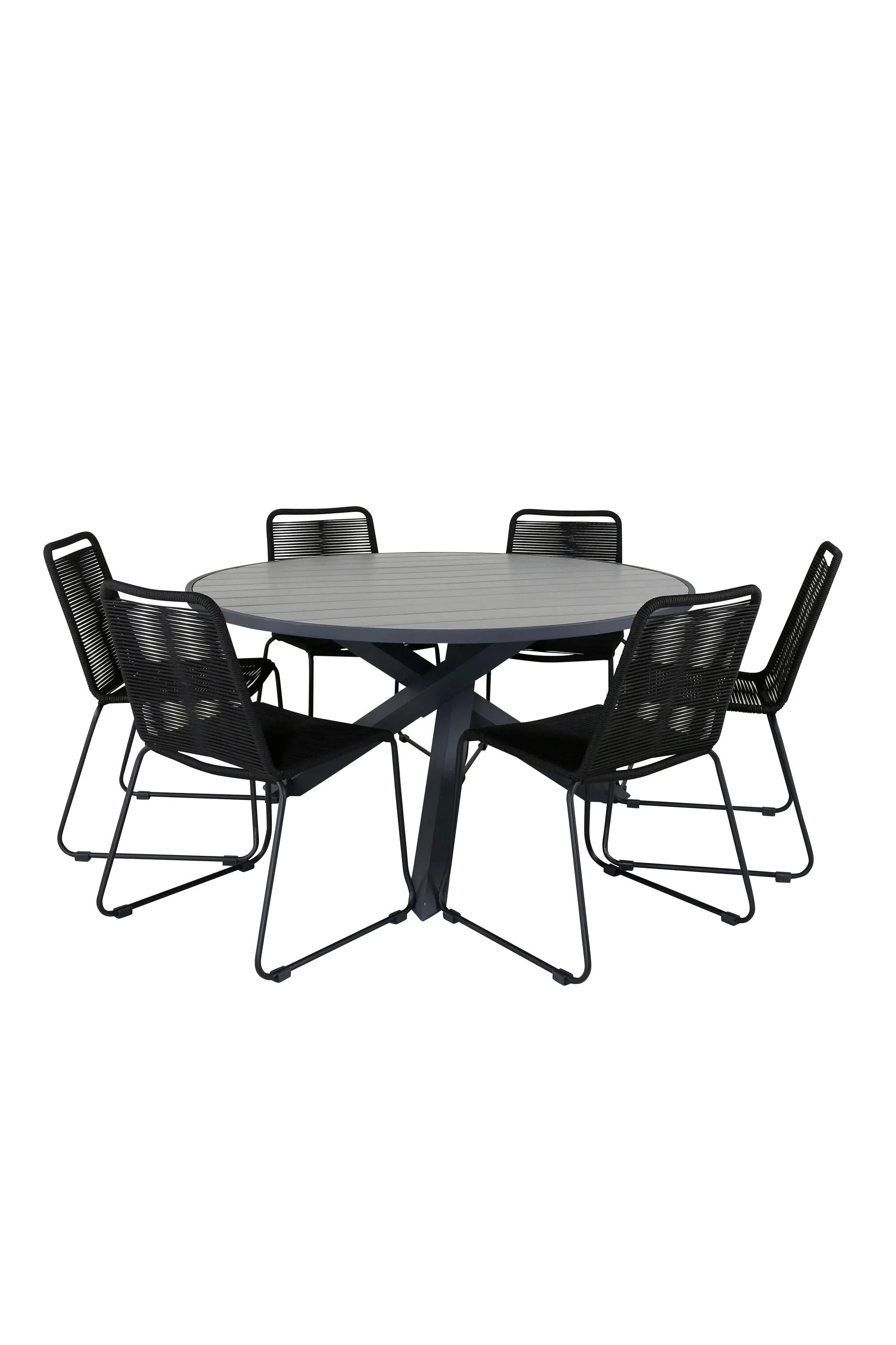 Parma Runder Esstisch-Set in Schwarz/Dunkelgrau präsentiert im Onlineshop von KAQTU Design AG. Gartentischset ist von Venture Home