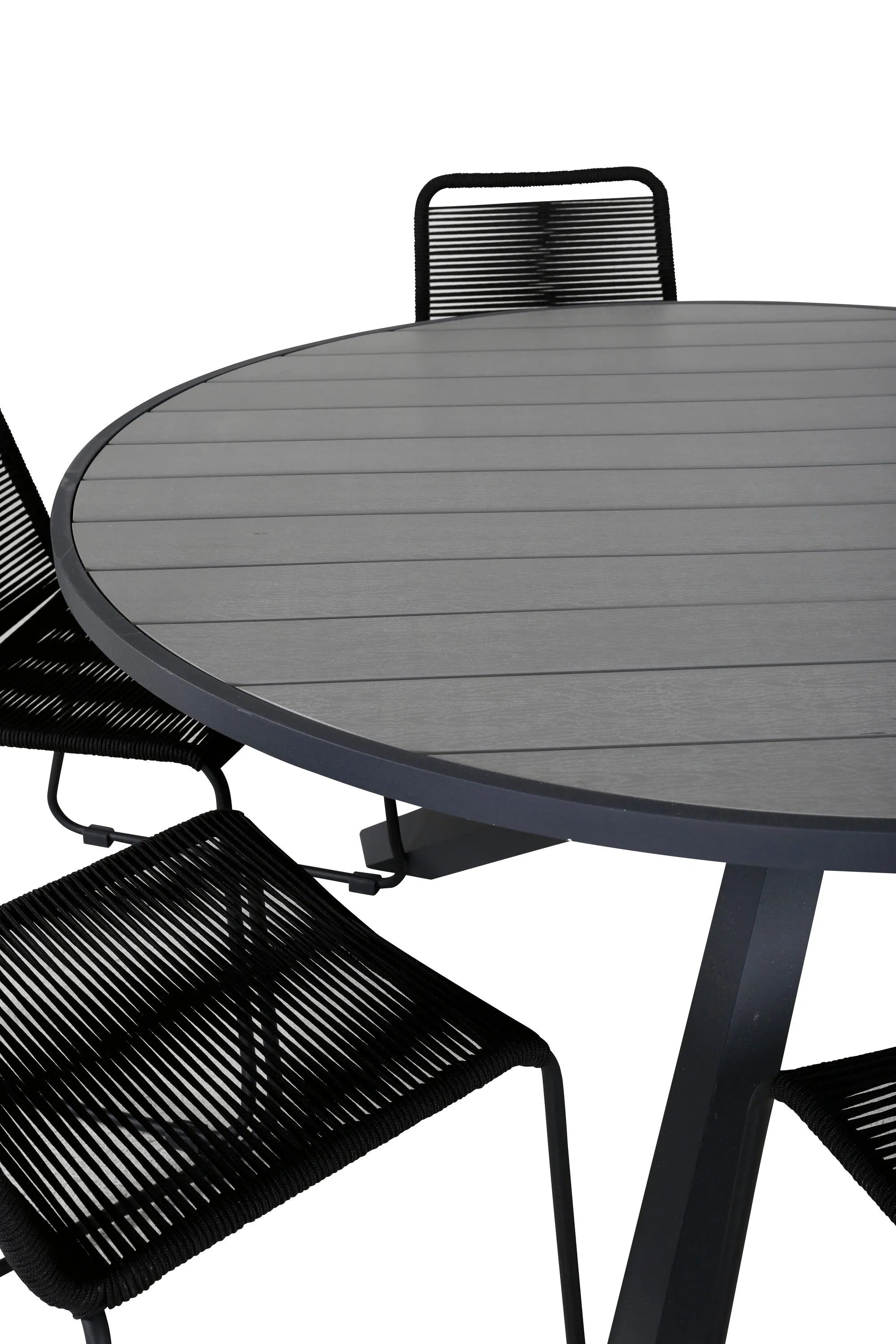 Parma Runder Esstisch-Set in Schwarz/Dunkelgrau präsentiert im Onlineshop von KAQTU Design AG. Gartentischset ist von Venture Home