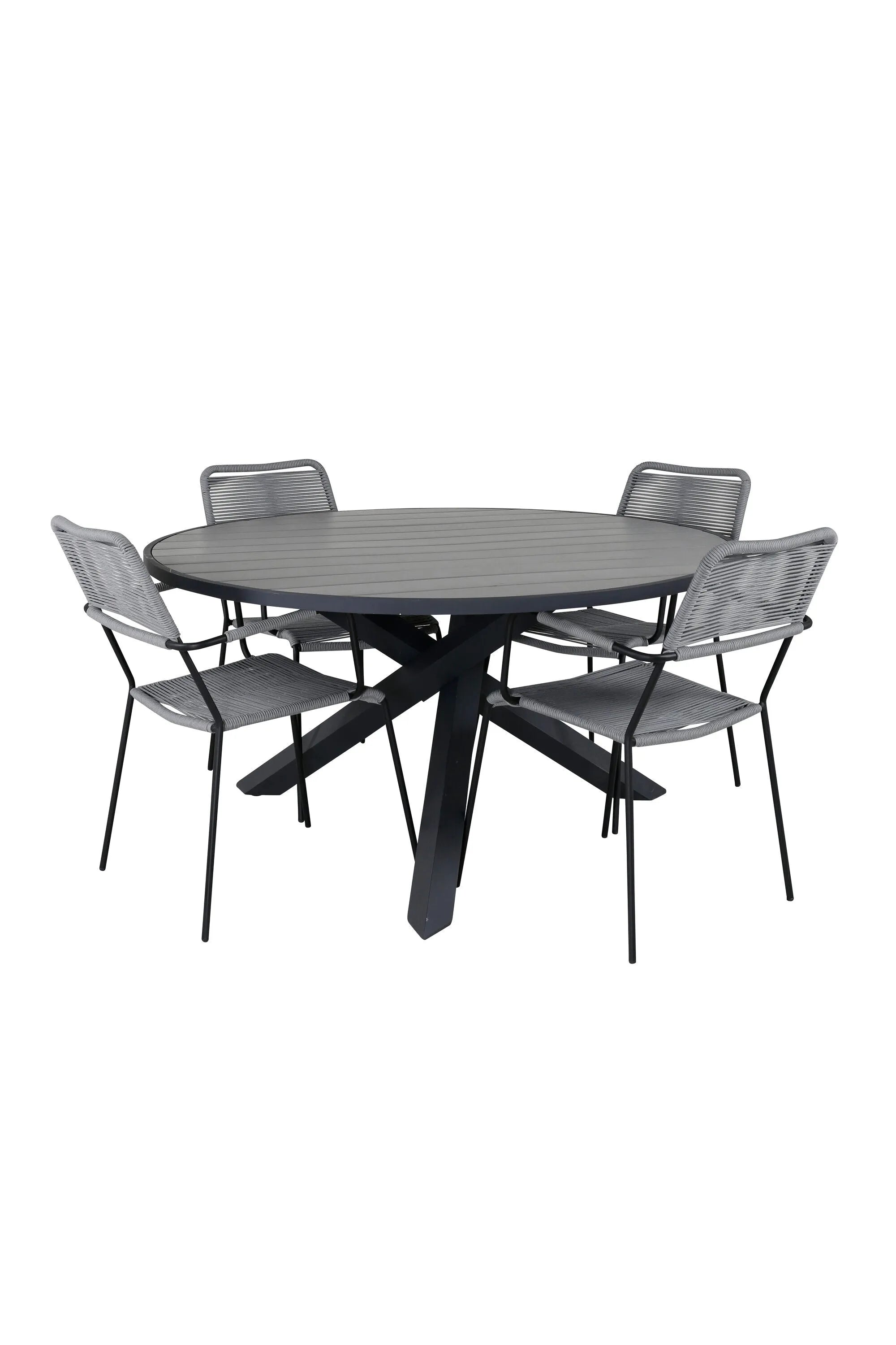 Parma Runder Esstisch-Set in Grey/Dunkelgrau präsentiert im Onlineshop von KAQTU Design AG. Gartentischset ist von Venture Home