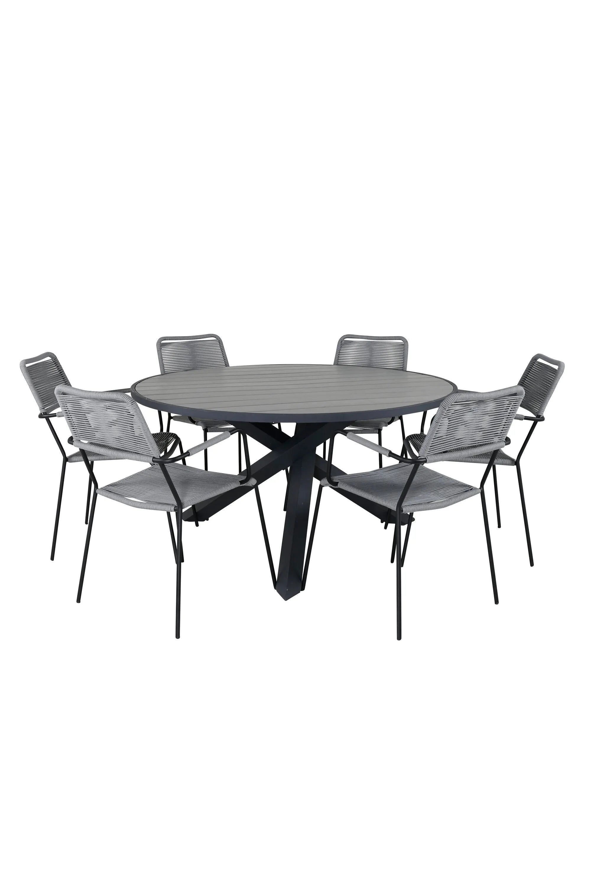 Parma Runder Esstisch-Set in Grey/Dunkelgrau präsentiert im Onlineshop von KAQTU Design AG. Gartentischset ist von Venture Home