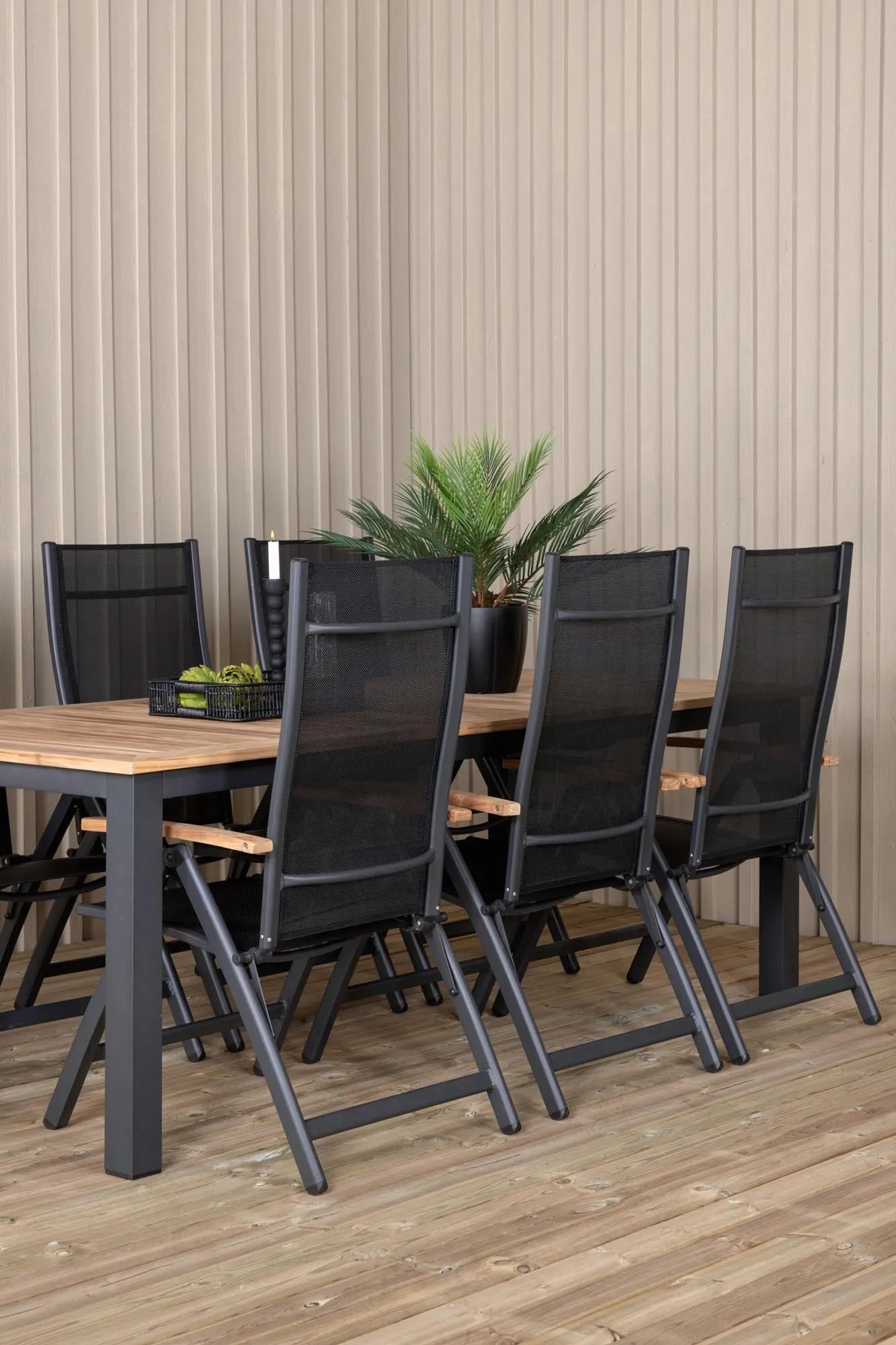 Panama Rechteckiges Ess-Set in Schwarz/Nature präsentiert im Onlineshop von KAQTU Design AG. Gartentischset ist von Venture Home